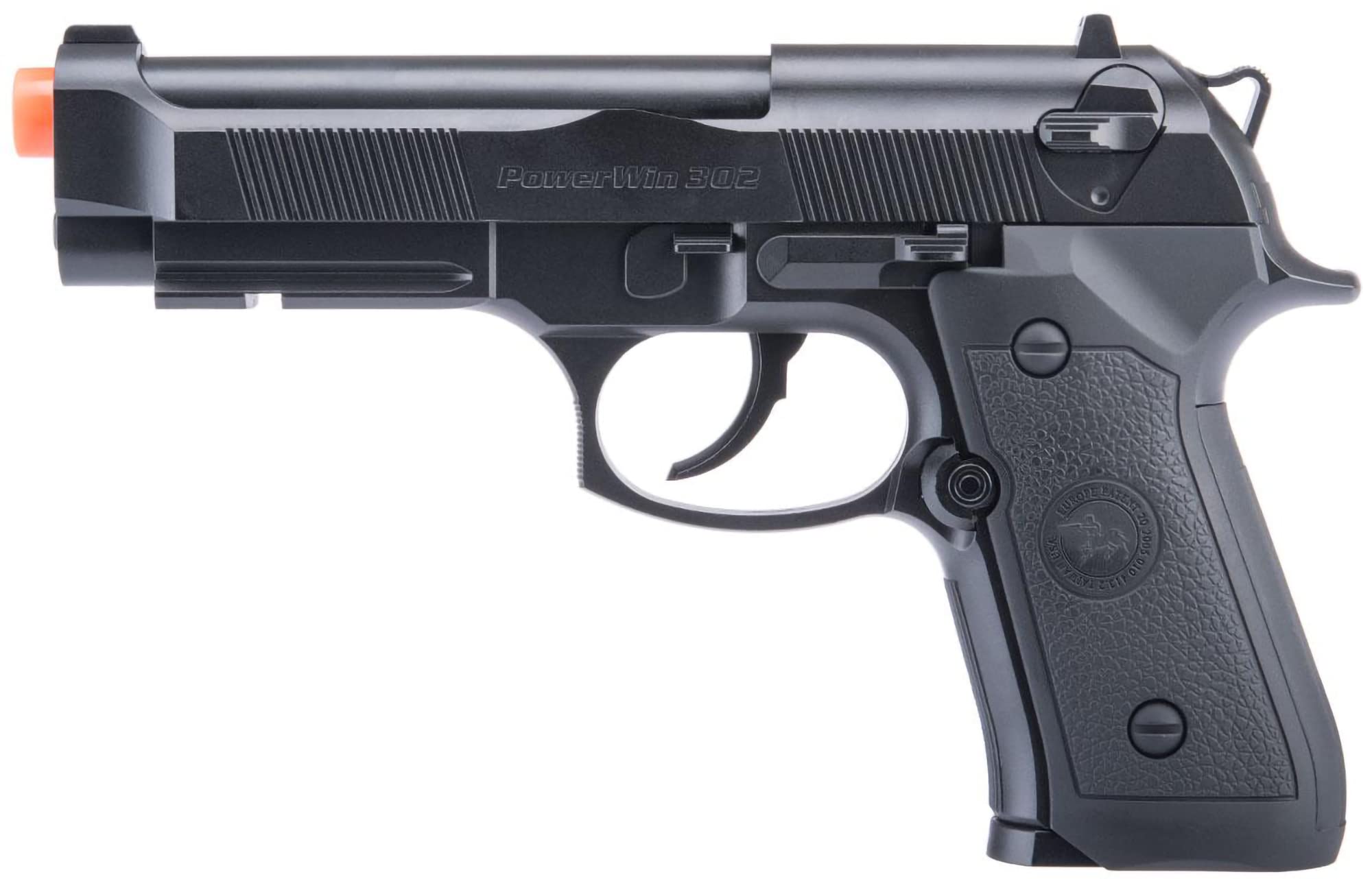 Win Gun High Power M9 CO2 Airsoft Pistol - Black Gas Powered Airsoft Gun for Tactical Training & Outdoor Shooting Games | Evike Airsoft