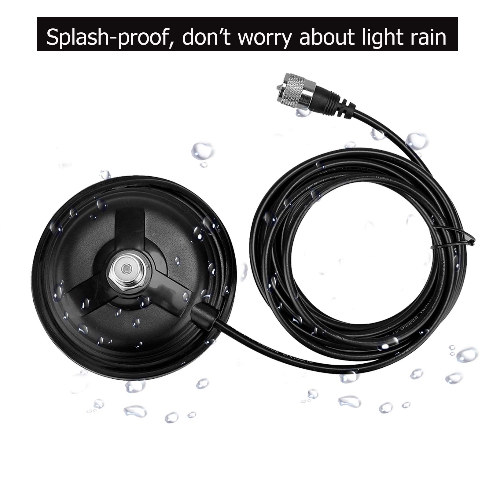 Retevis Magnetic Antenna Mount Base for CB Radio - 110mm Diameter Strong Magnet with 5M Coaxial Cable & PL-259/UHF Female Connector - Perfect for Car, Bus, Truck & Mobile Transceiver Installation (1 Pack) - Durable Antenna Mount for Clear Communication on Road Trips & Emergency Situations