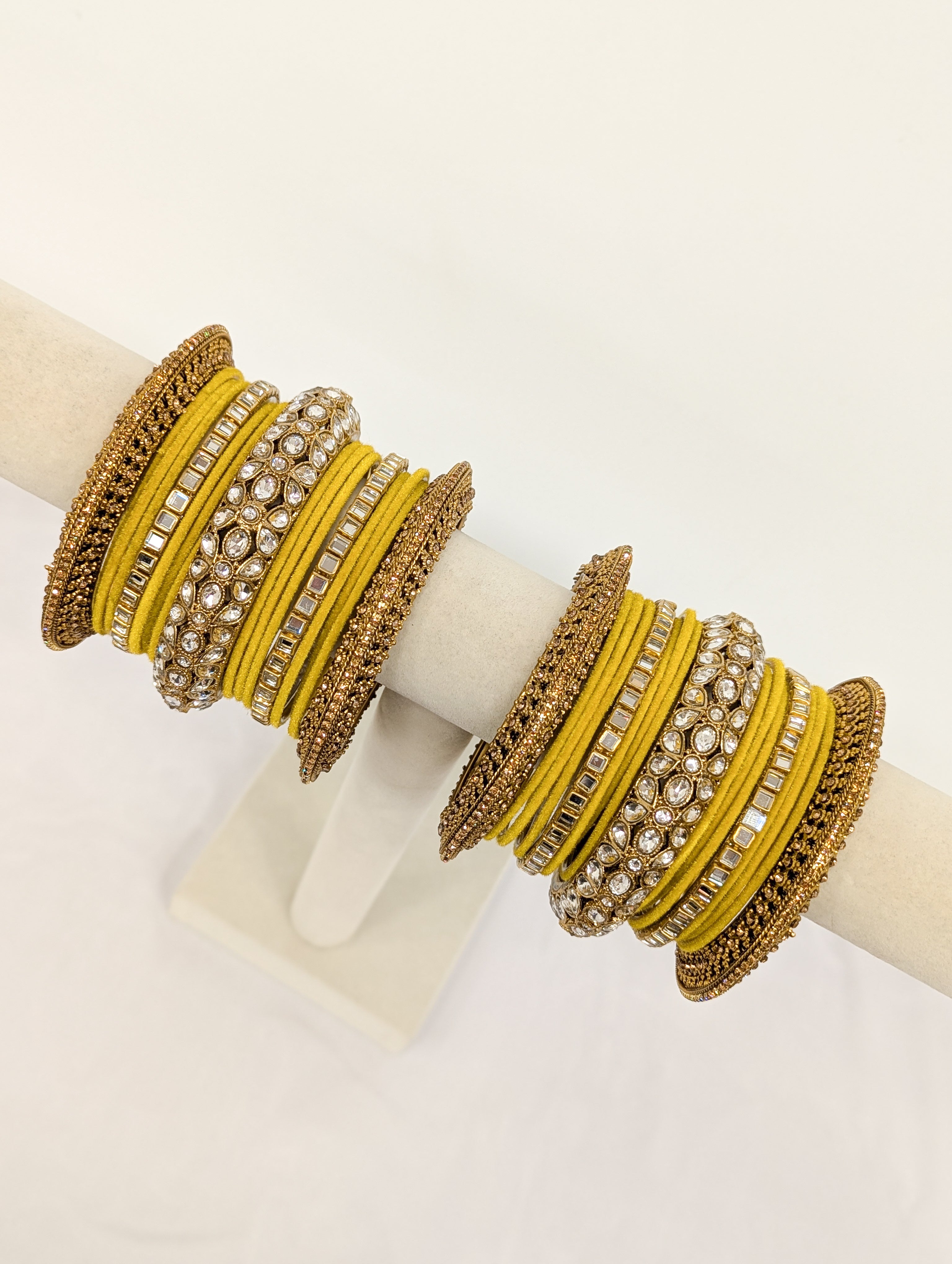 Gayatri Stone Bangles Set of 2 - Authentic Indian Spiritual Jewelry for Meditation & Positive Energy | Perfect for Yoga, Chakra Healing & Spiritual Practices