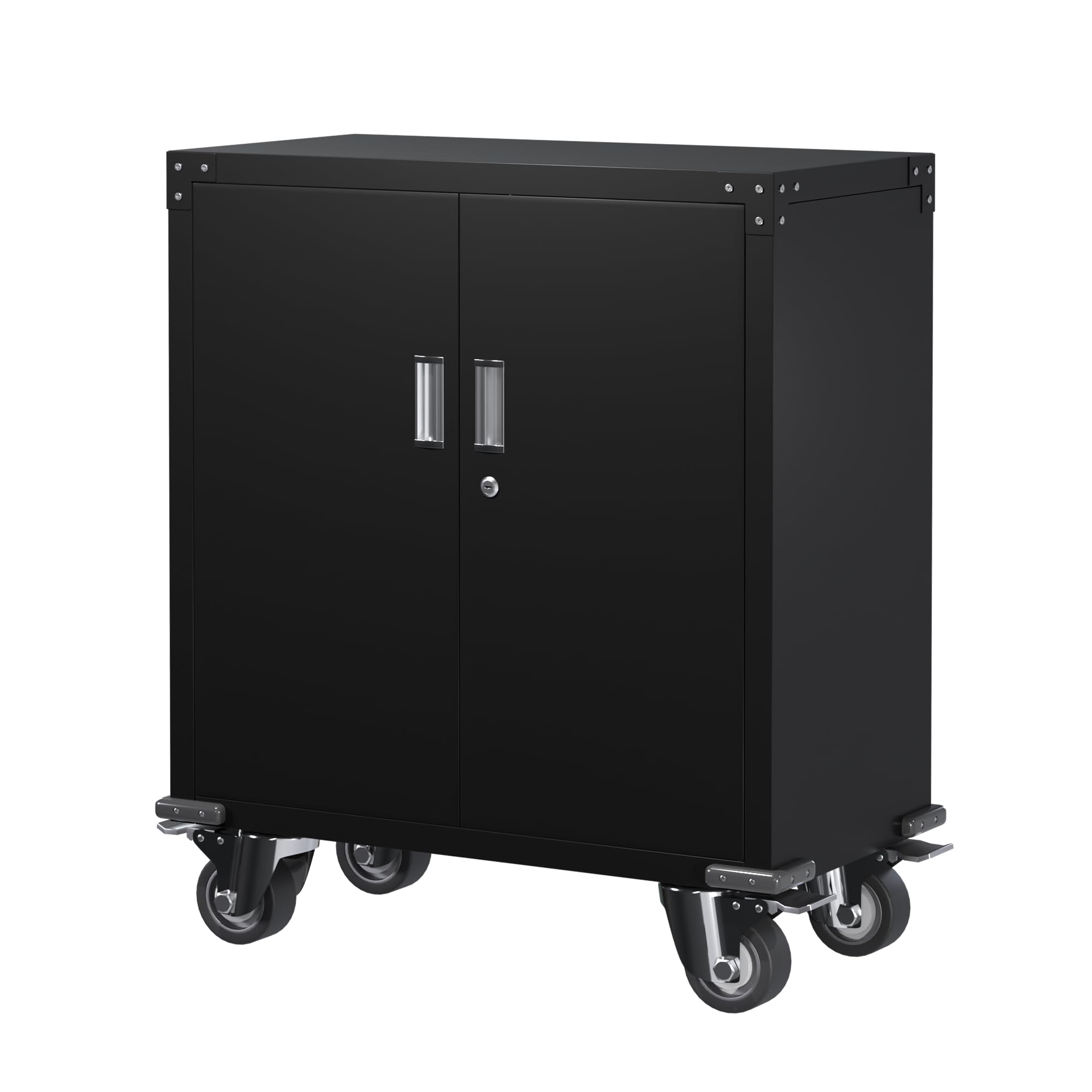 Lockable Steel File Cabinet with Adjustable Shelves & Wheels - Secure Storage Organizer for Home, Office, School & Garage - Heavy Duty Black Filing Cabinet for Documents, Supplies & Tools