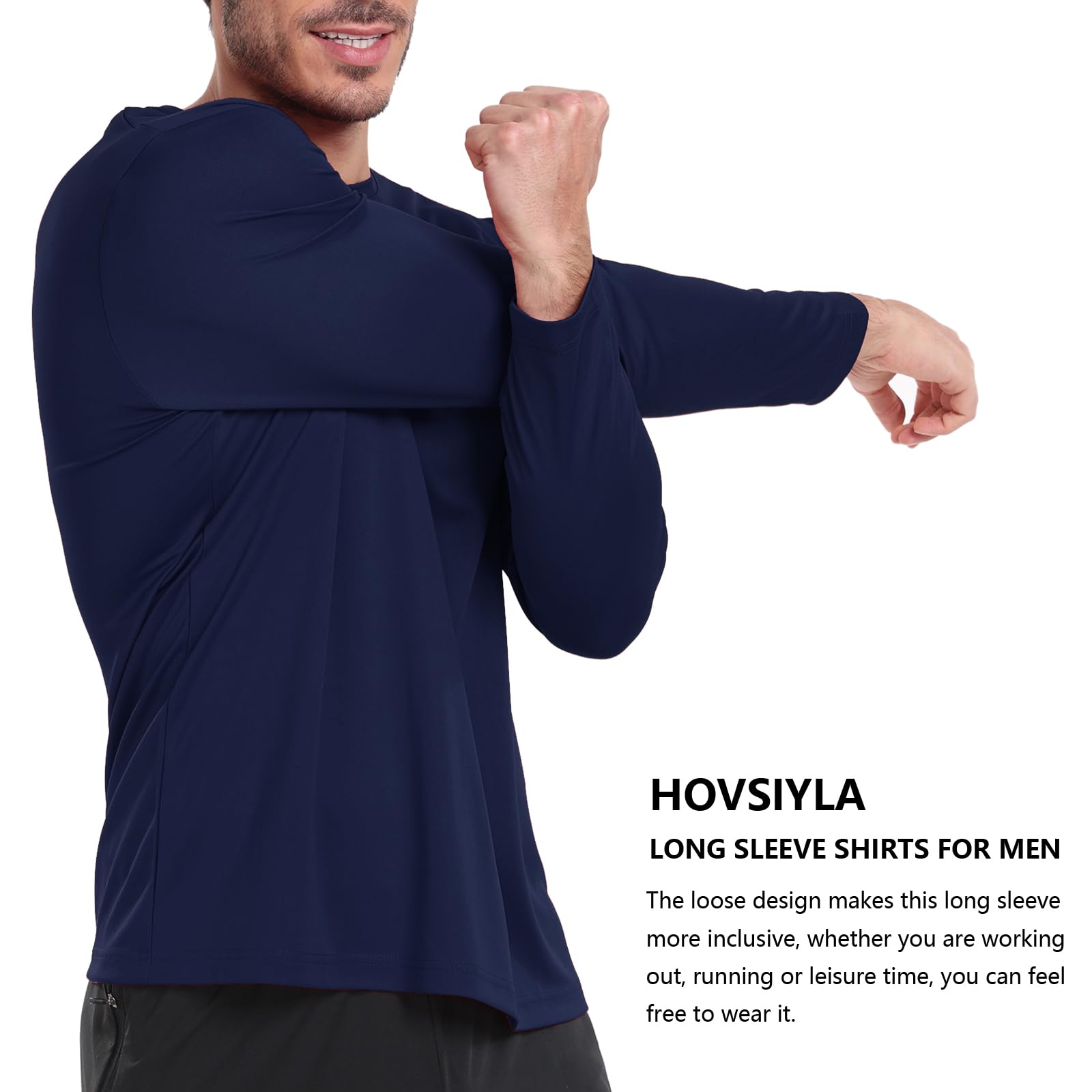 4 Pack Men's Quick-Dry Sun Protection Long Sleeve Shirts - Moisture Wicking Performance Tees for Workout, Hiking & Outdoor Activities