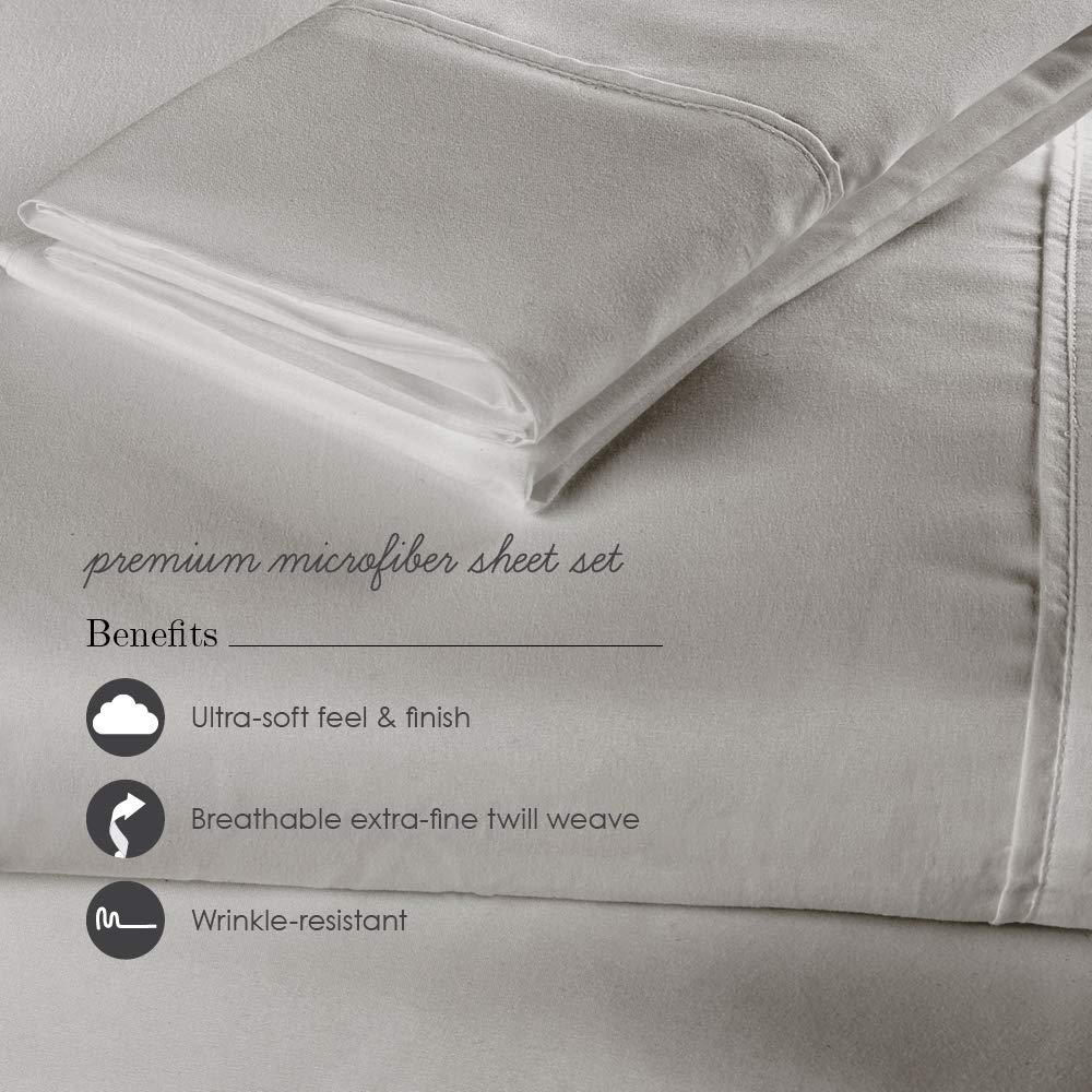 Fabrictech International 5-Piece Sleep Kit - Twin Size Bedding Set with Comforter, Sheet Set & Pillow in Dove Gray | Soft & Breathable for Cozy Nights | Perfect for Dorms, Guest Rooms & Kids Bedrooms (PCSMFBB-T-GY)