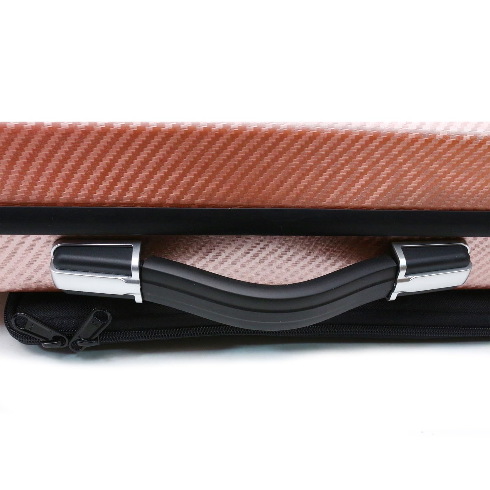 Premium Carbon Fiber Violin Case - Lightweight & Durable Oblong Design for Full Size Violin with Music Sheet Pocket (Rose Gold) - Perfect for Travel, Performances & Music Lessons