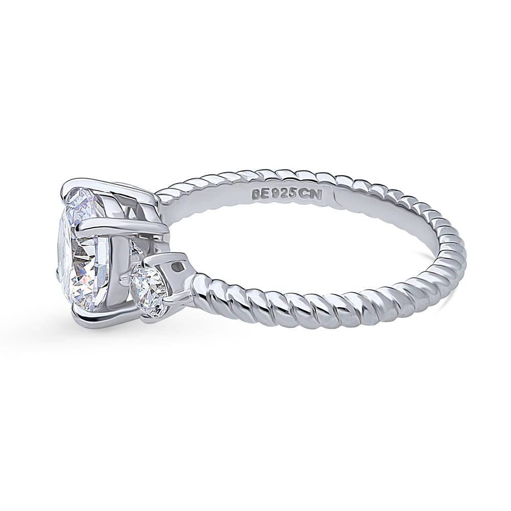 BERRICLE Sterling Silver 3-Stone Wedding & Engagement Ring - 2 Carat Round Cut Cubic Zirconia CZ Woven Band for Women - Rhodium Plated Size 4-10 - Perfect for Proposals, Anniversaries & Special Occasions