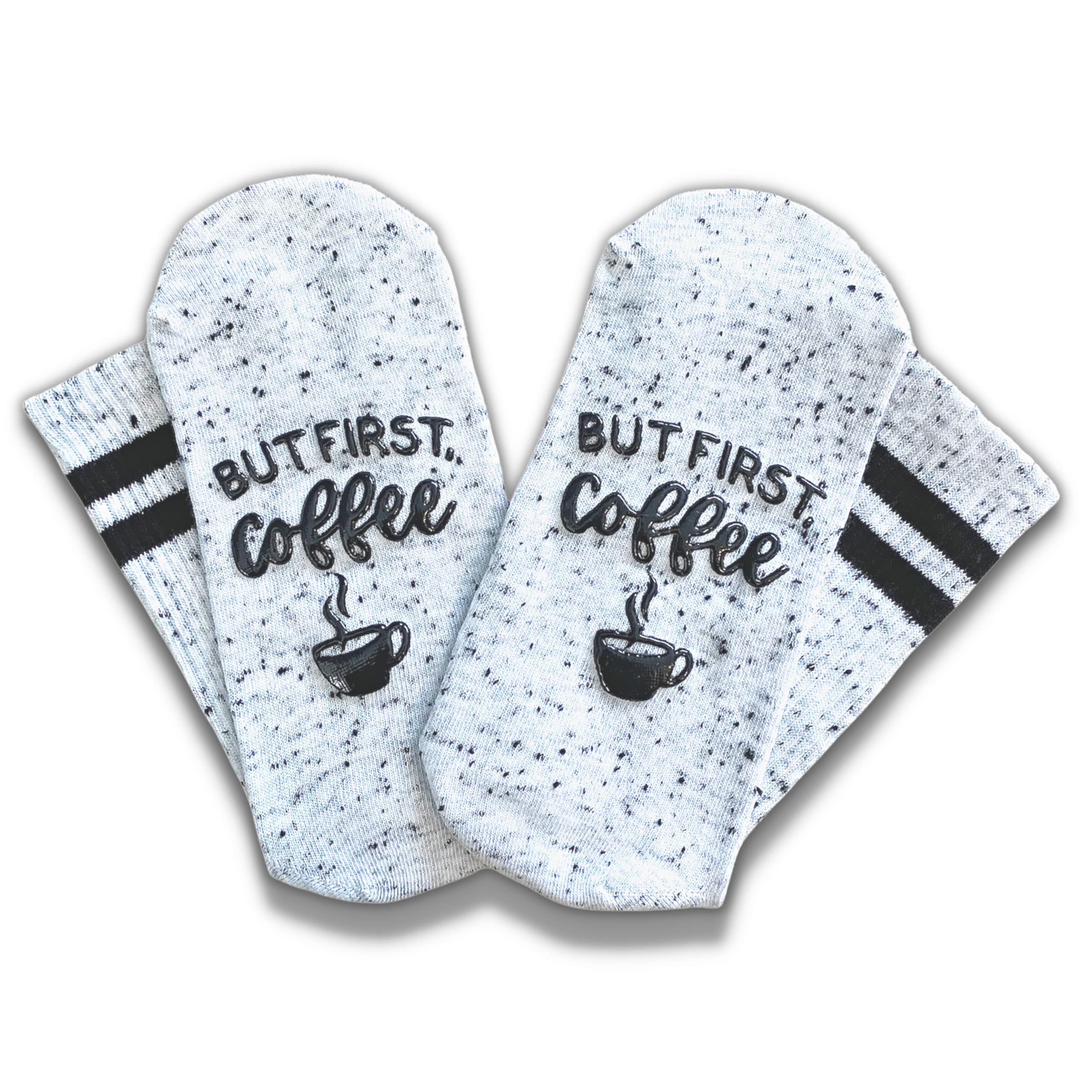 Wine & Coffee Socks for Women - Crew Style Gift for Wine Lovers & Coffee Enthusiasts - Perfect for Relaxing
