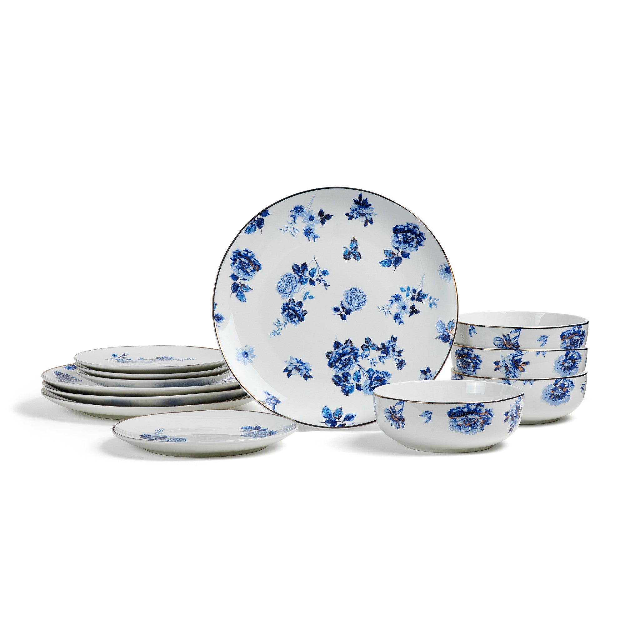 Premium Viola Porcelain Dinnerware Set - Elegant Blue 16-Piece Dinnerware for Formal Dining, Entertaining & Special Occasions