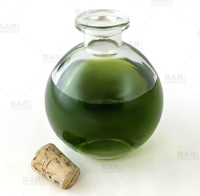 Premium 8.5oz Glass Round Bottle with Natural Cork Stopper - Perfect for Craft Cocktails, Homemade Infusions & DIY Bartending Supplies