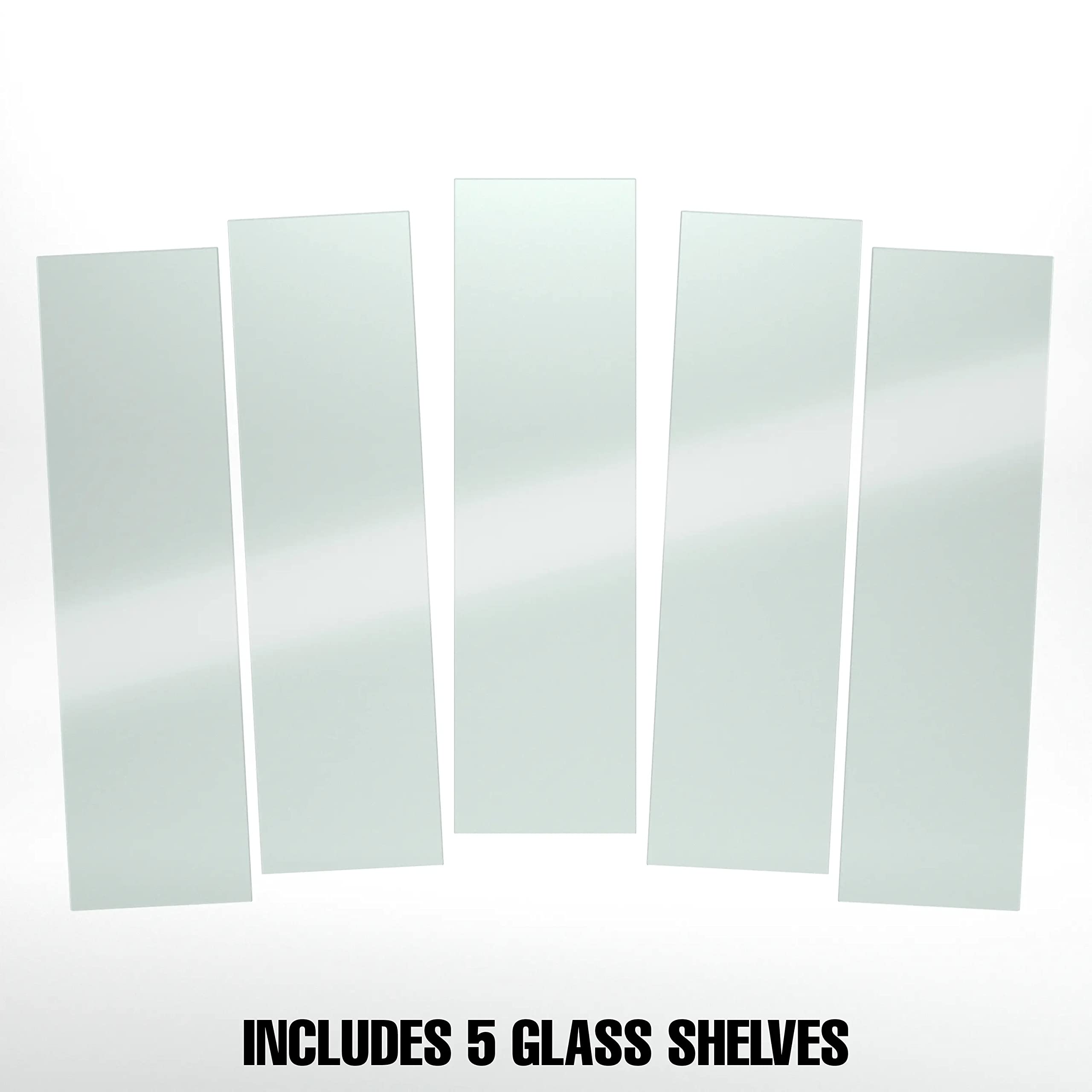 Econoco 10'' x 36'' Tempered Glass Shelves - Pack of 5 - Durable & Shatterproof for Bathroom, Kitchen, or Retail Display
