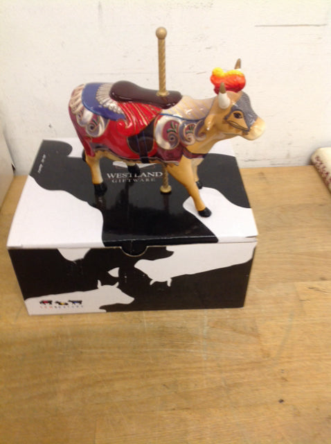 6 Cow Parade Carousel - Hand-Painted Collectible Figurines for Home Decor & Gift Giving | Perfect for Christmas Ornaments, Shelf Displays, and Themed Party Decorations