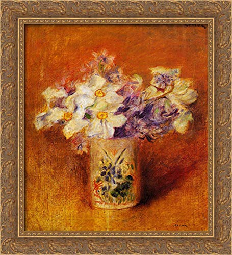 Pierre Auguste Renoir Gold Ornate Wood Framed Canvas Art - 20x22 Floral Still Life Painting, Perfect for Living Room, Bedroom & Office Wall Decor