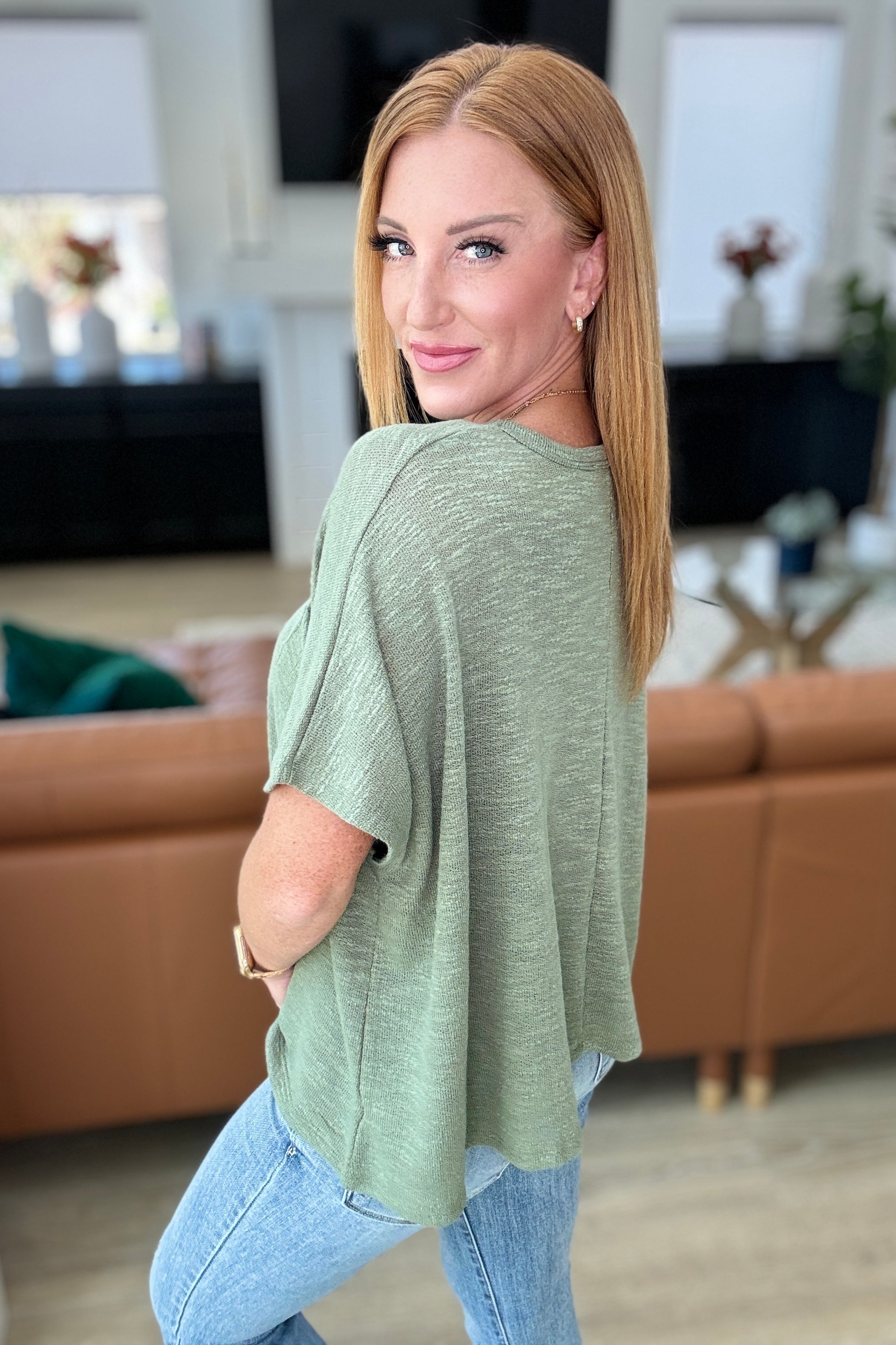 Let Light Be Light Drop Shoulder Oversized T-Shirt in Light Olive | Women's Casual Streetwear Loose Fit Tee for Everyday Wear, Outings & Layering