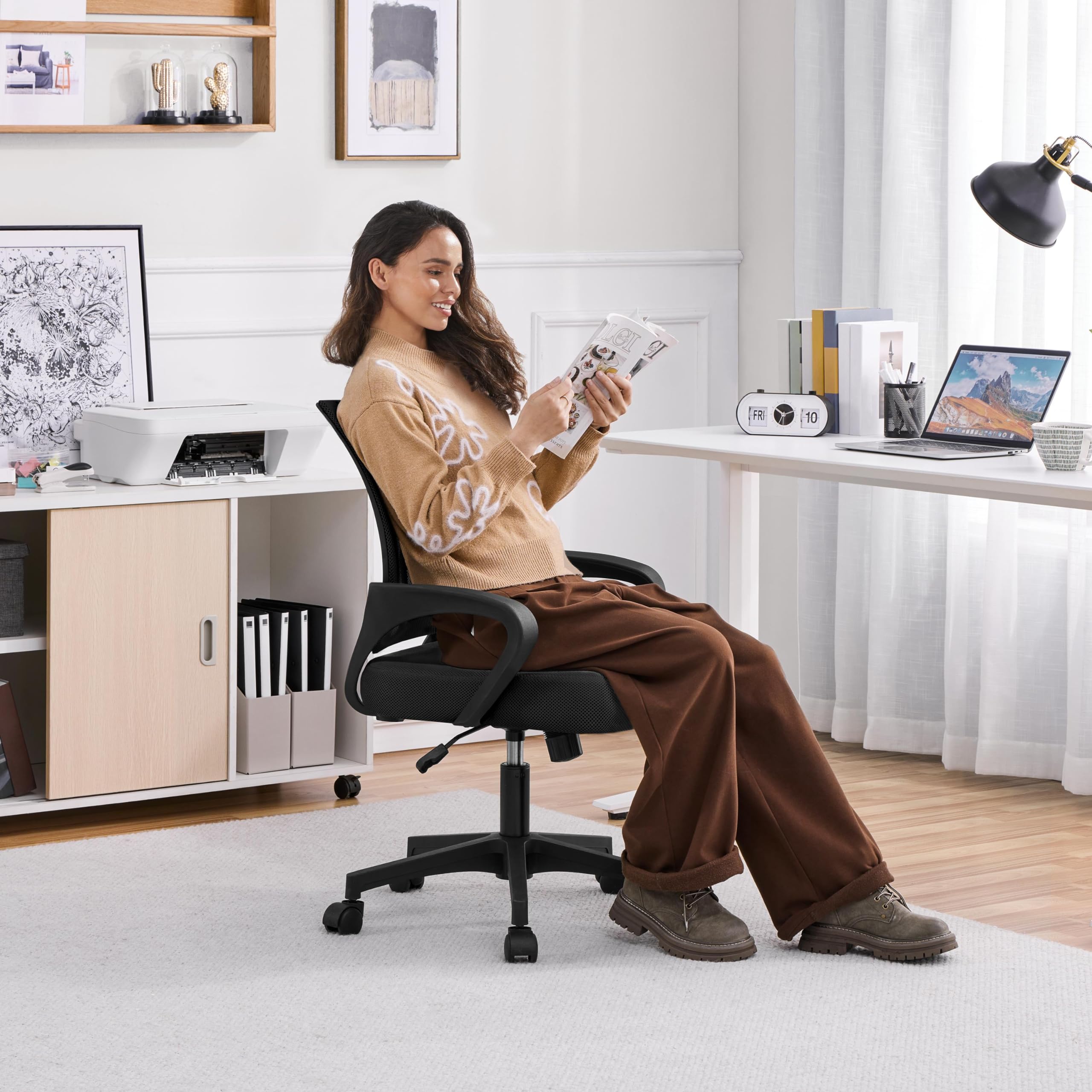 Topeakmart Ergonomic Office Chair - Adjustable Height Mesh Computer Chair with Lumbar Support for Women & Men - Modern Executive Desk Chair for Home & Office (2 Pack) - Perfect for Long Work Hours & Gaming Sessions