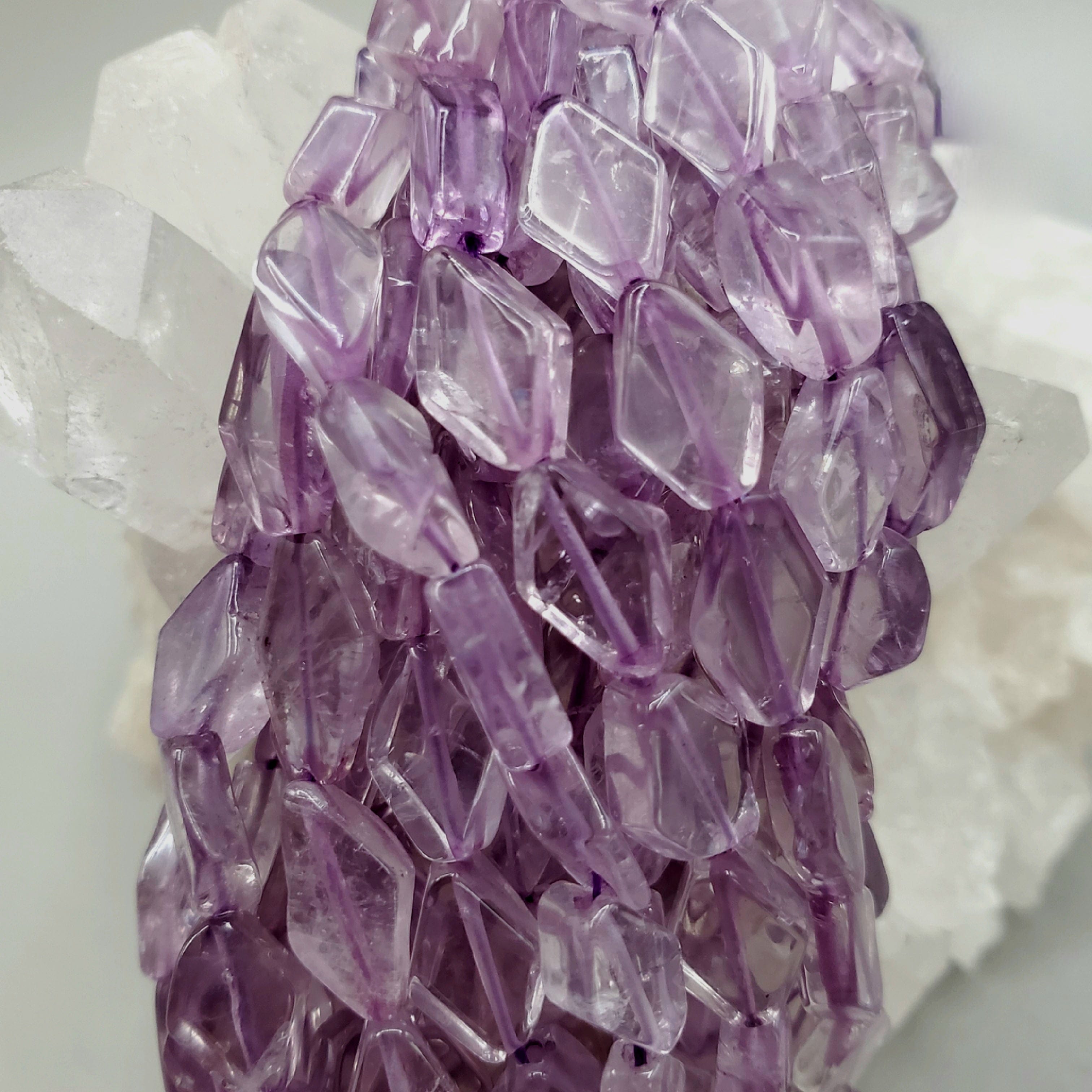 Natural Amethyst Flat Diamond Cut Bead Strand - 15 Inch Gemstone Beading for Jewelry Making, DIY Bracelets & Necklaces - Perfect for Healing Crystal Crafts & Spiritual Gifts