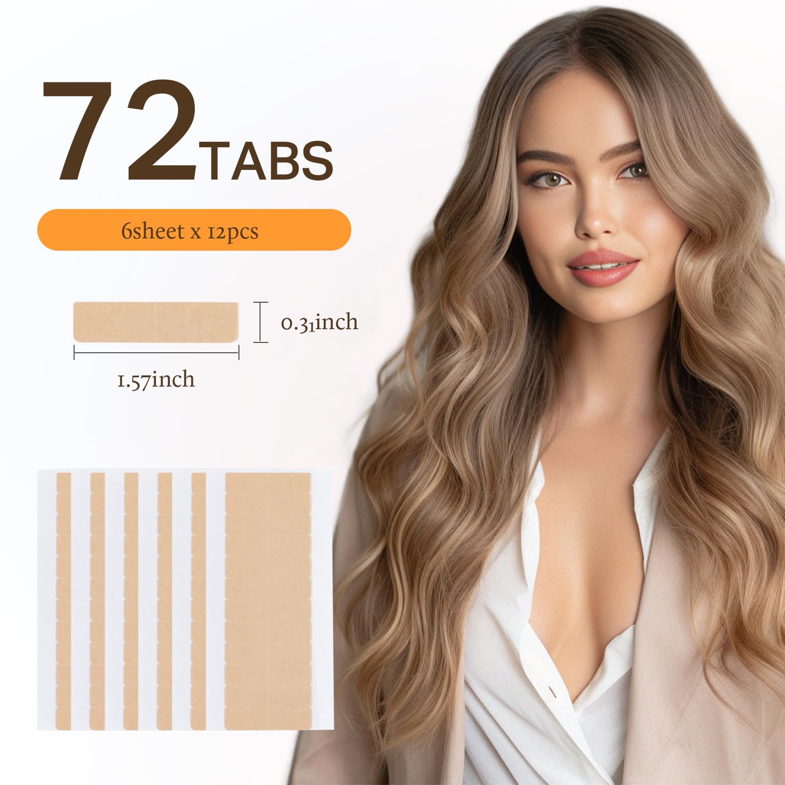 DOORES Hair Extension Tape Tabs - 72pcs Double Sided Invisible Adhesive Strips for Seamless Hair Extensions | No Residue, Transparent, 4 x 0.8 cm (1.57 x 0.31 inch) | Perfect for Daily Wear, Special Occasions & Salon Use