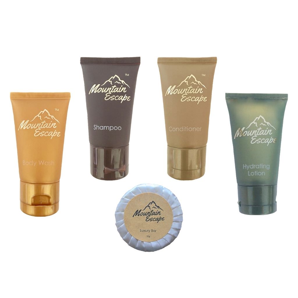 Premium Hotel Toiletries Set in Elegant Presentation Bag - Luxury Travel Essentials for Vacation, Spa & Gifts (Shampoo, Conditioner, Body Wash, Lotion) - Perfect for Hotels, Resorts, Airbnb & Home Use