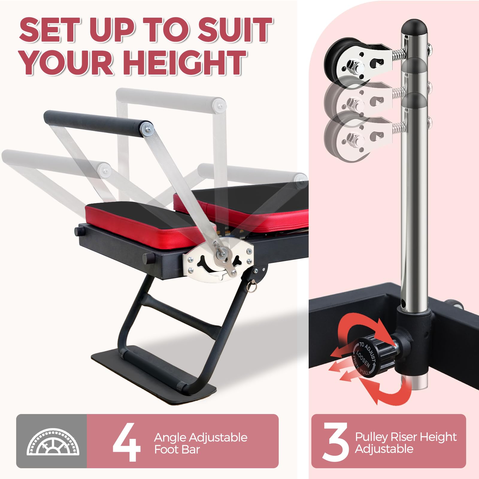 JIRTEMOT Foldable Pilates Reformer Machine with Resistance Springs & Cords - Home Gym Equipment for Full-Body Workout, Supports Up to 300 lbs - Perfect for Home Fitness, Physical Therapy & Pilates Studio Training