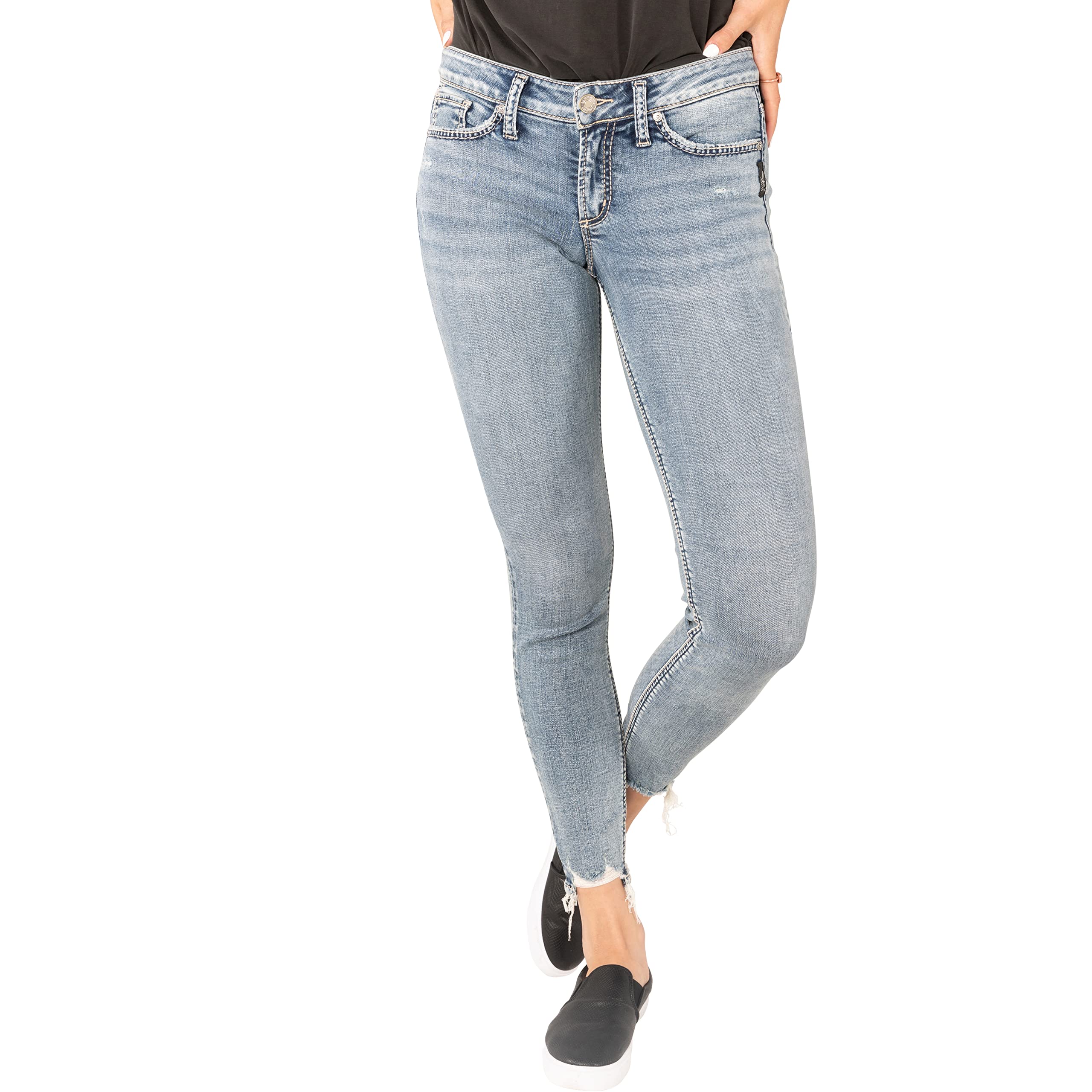 Silver Jeans Co. Women's Suki Mid Rise Skinny Jeans - Stretch Denim Pants for Casual Wear & Everyday Comfort | Perfect for Work, Date Night & Weekend Outfits