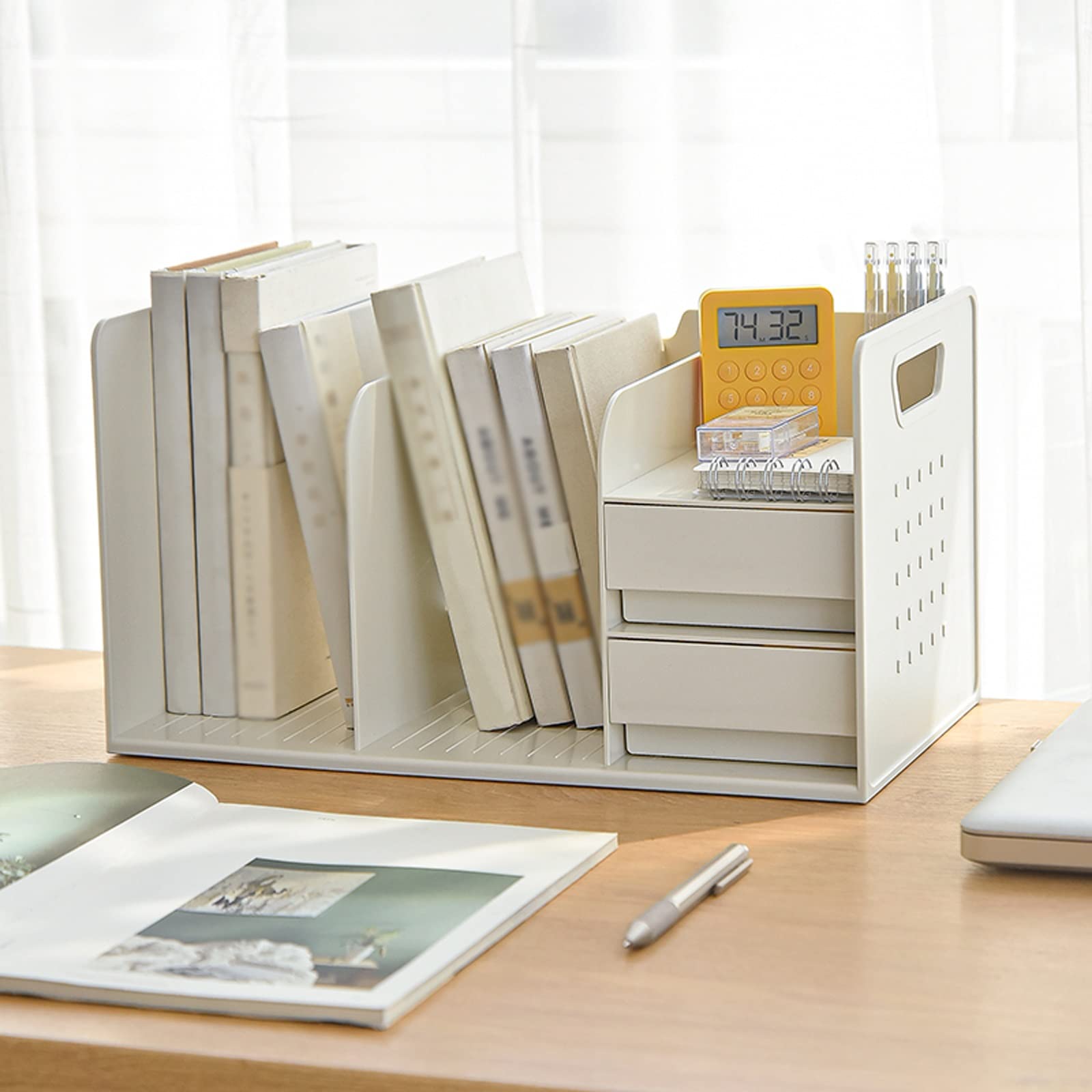 Heavy Duty Bookends for Shelves - Multifunctional Desktop Storage Organizer with Drawer, Office & Home Bookshelf Bookend Set - 5 Stylish Colors (Perfect for Office Desks, Home Libraries & Study Rooms)