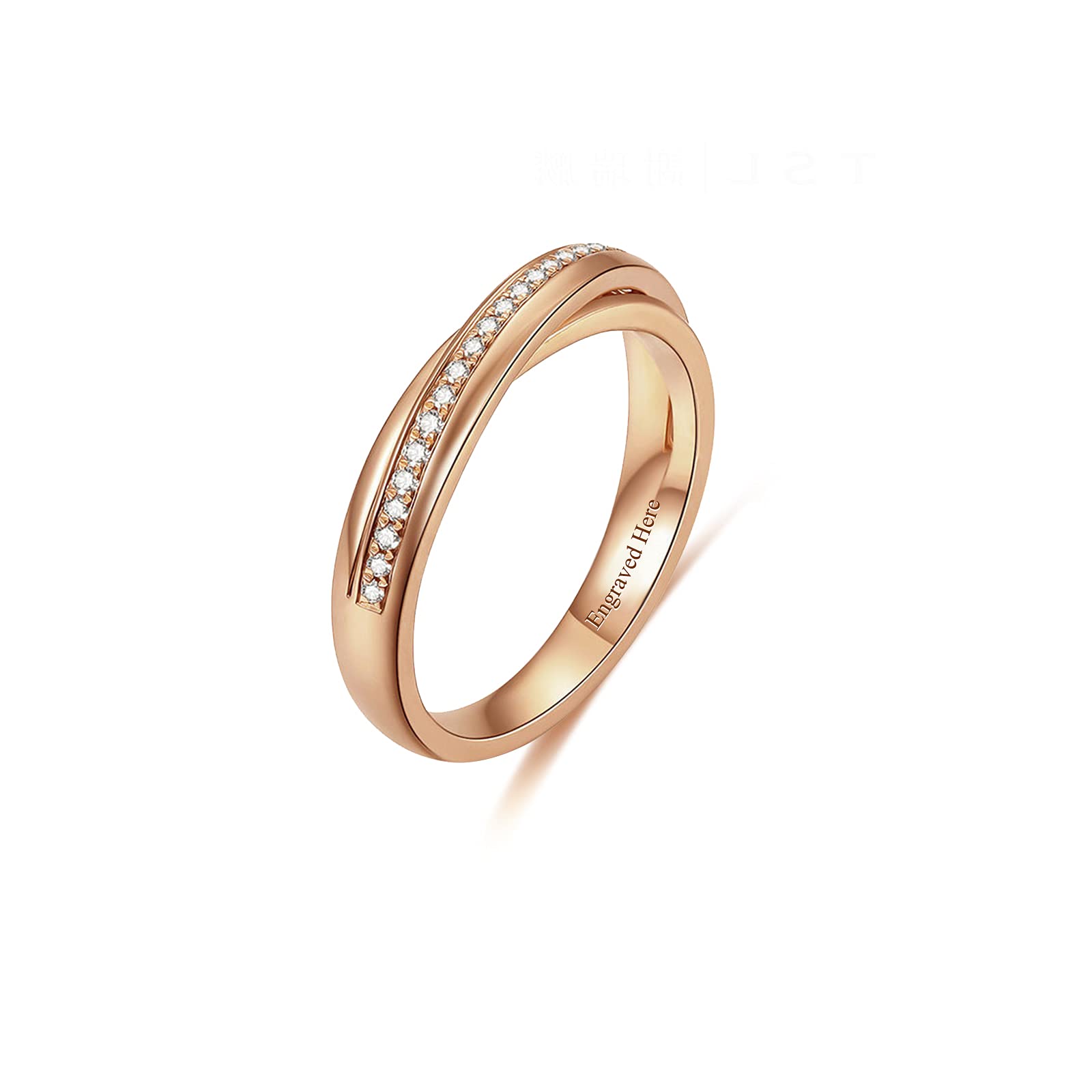 DIYA Moissanite Rose Gold & Gold Plated Sterling Silver Stackable Rings - Custom Engraved Wedding Bands, Anniversary Rings & Knuckle Rings for Women | Perfect for Engagement, Bridal Stacking & Everyday Elegant Jewelry