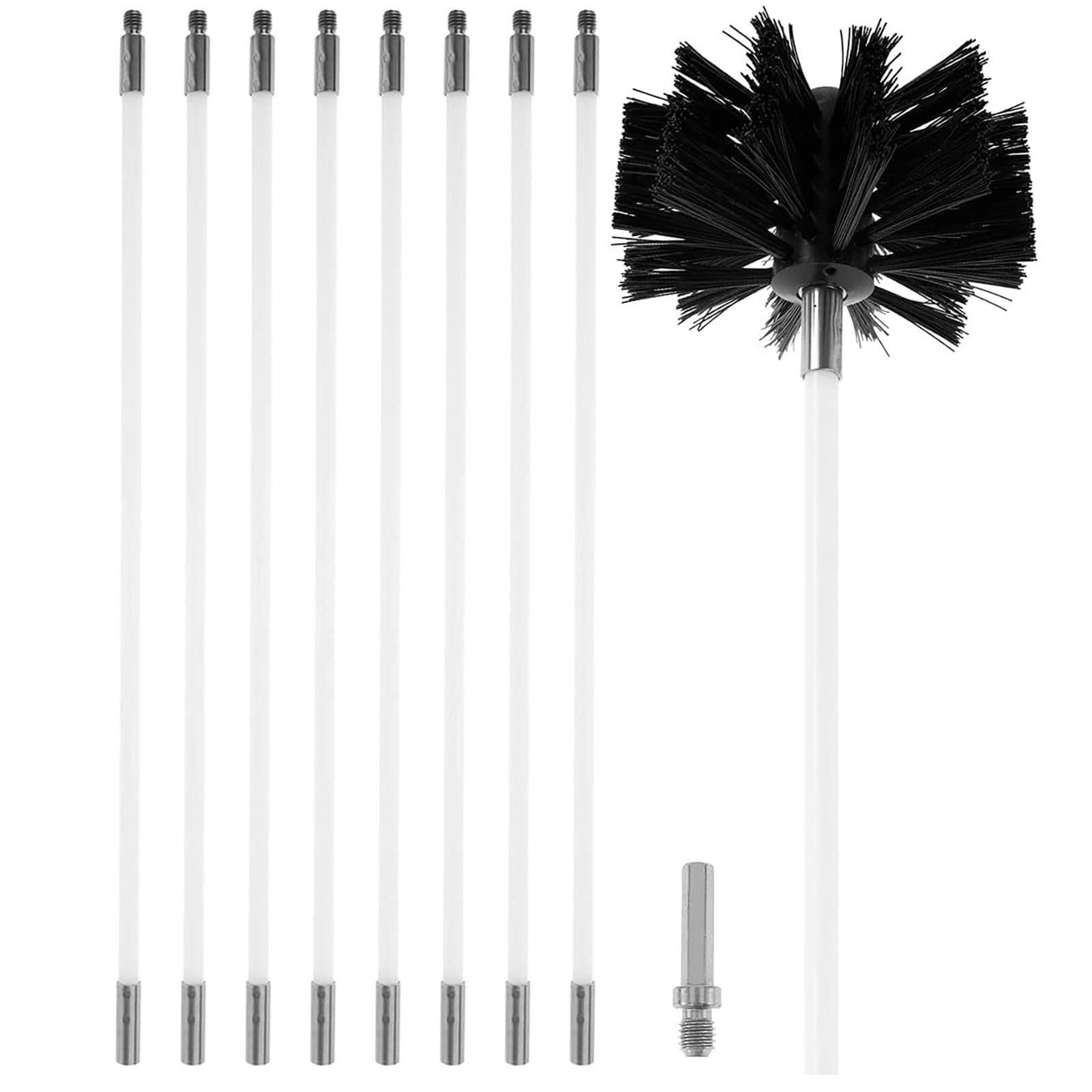 Chimney Sweep Kit - Nylon Chimney Brush & Duct Vent Cleaning Set with Flexible Rods (9 Rods, 410mm) - Perfect for Fireplace, Wood Stove & HVAC Maintenance