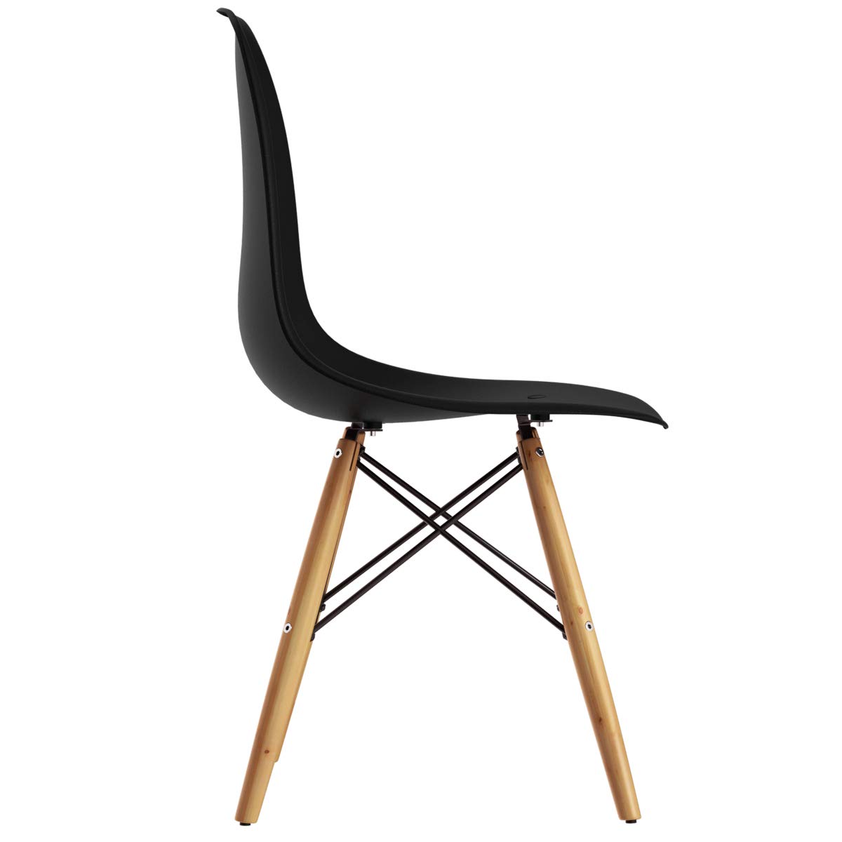 Giantex Dining Chairs Set of 4 - Black Pre-Assembled Mid Century Modern Kitchen Chairs with Sturdy Wood Legs, Armless Plastic Side Chairs for Dining Room, Kitchen & Living Room - Perfect for Family Gatherings, Dinner Parties & Home Decor