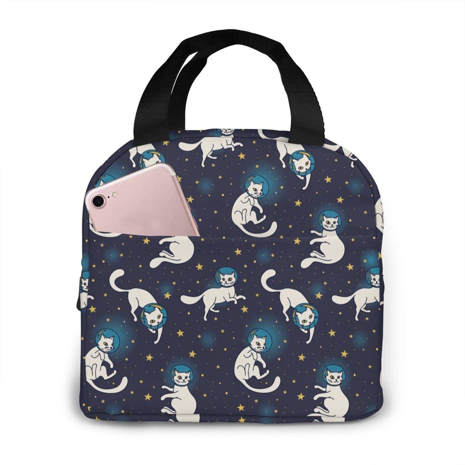 Astronaut Cat Lunch Box - Insulated Reusable Thermal Bento Bag for Women, Men & Kids - Perfect for Office, School, Picnics & Travel - Keeps Food Warm/Cold for Hours