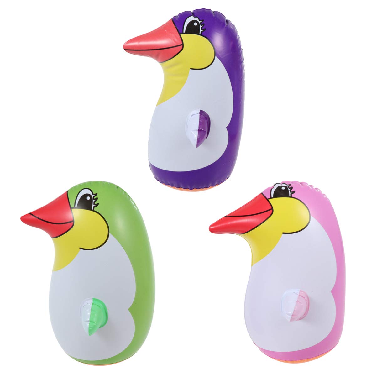 TOYANDONA 3-Piece Inflatable Punching Bag Set - 8.6 Inch Penguin Blow Up Toy, 3D Bop Bag for Kids (Random Color) - Fun Stress Relief & Indoor/Outdoor Play for Toddlers and Children