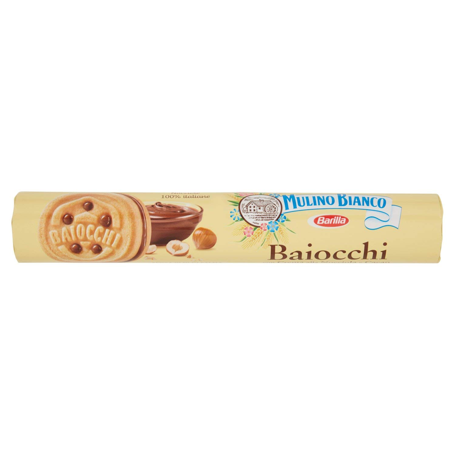 Mulino Bianco Baiocchi Hazelnut Cocoa Cream Biscuits - Breakfast & Snack Cookies for Kids & Adults - Perfect for Coffee, Tea, or Dessert - 168g Pack