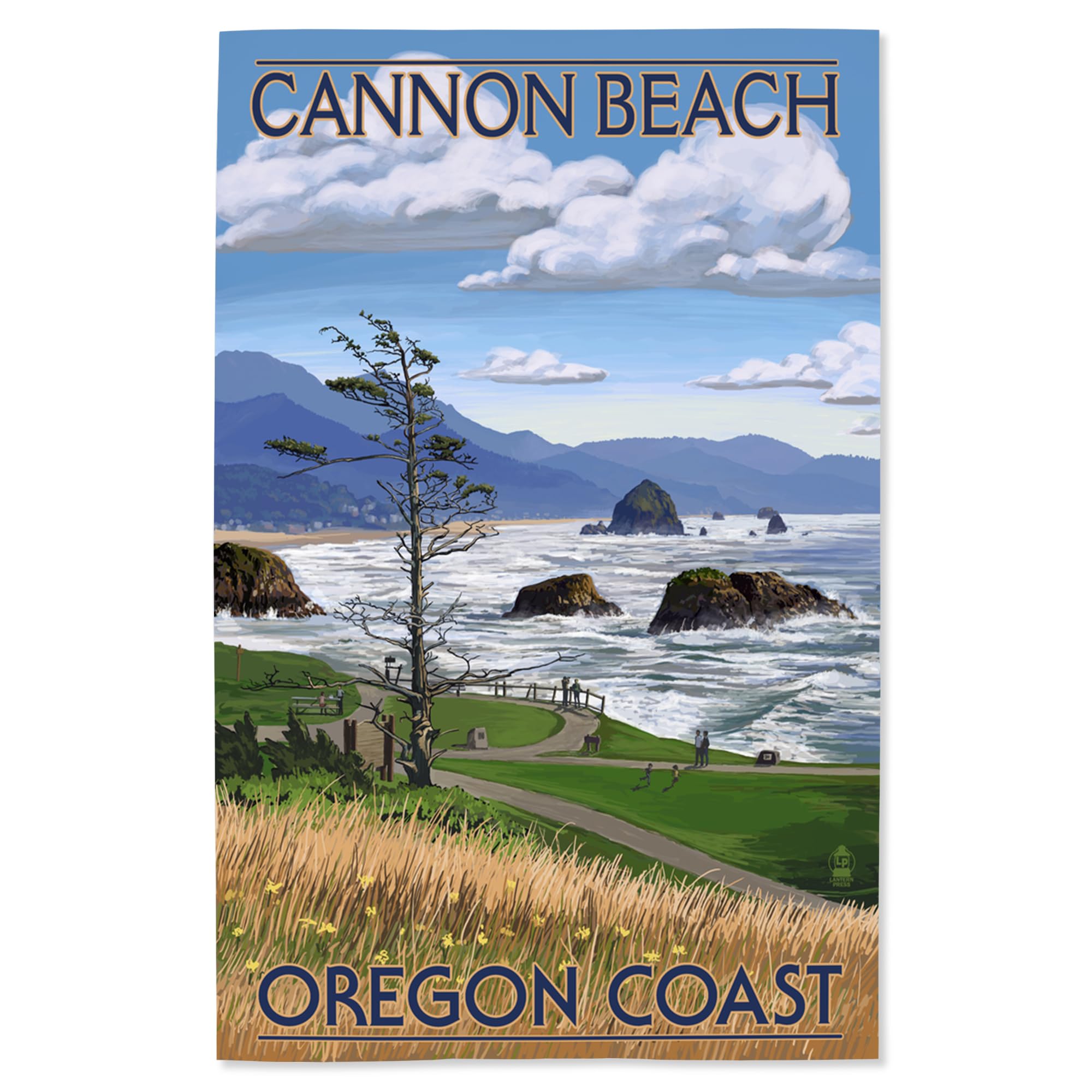 Lantern Press 16x24 Inch Giclee Print - Cannon Beach Oregon Coast Wall Art | Premium Canvas Landscape Painting for Home & Office Decor | Perfect for Living Room, Bedroom or Coastal Themed Spaces