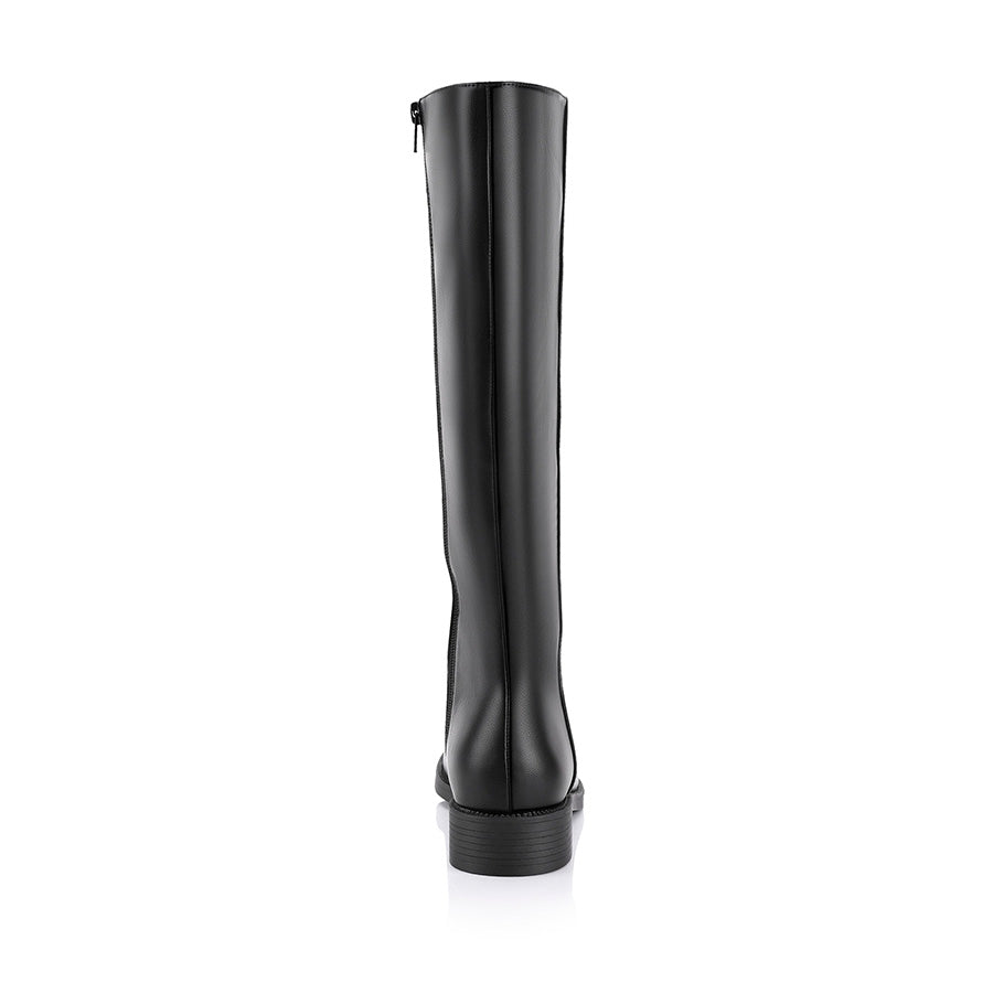 Gabe Flat Knee High Boots for Women - Black Leather Ankle Boots | Comfortable & Stylish Winter Boots for Casual Outfits, Office Wear, and Date Nights