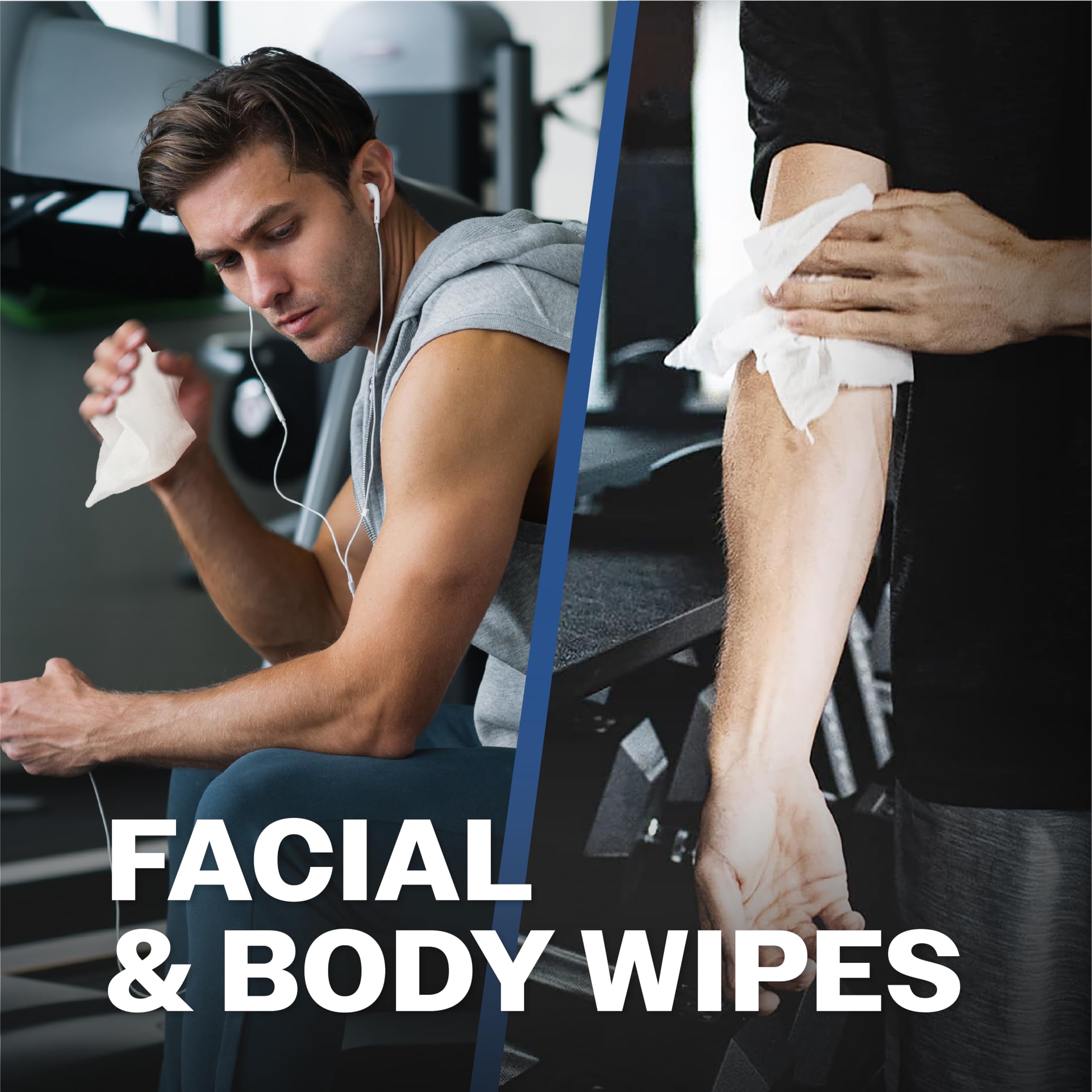 TADA Men's No-Rinse Face & Body Cleansing Wipes - Green Tea & Hyaluronic Acid for Gym, Running, Outdoor Activities - Bulk 4-Pack Avocado Scent | Perfect for Travel, Camping & Post-Workout Refresh