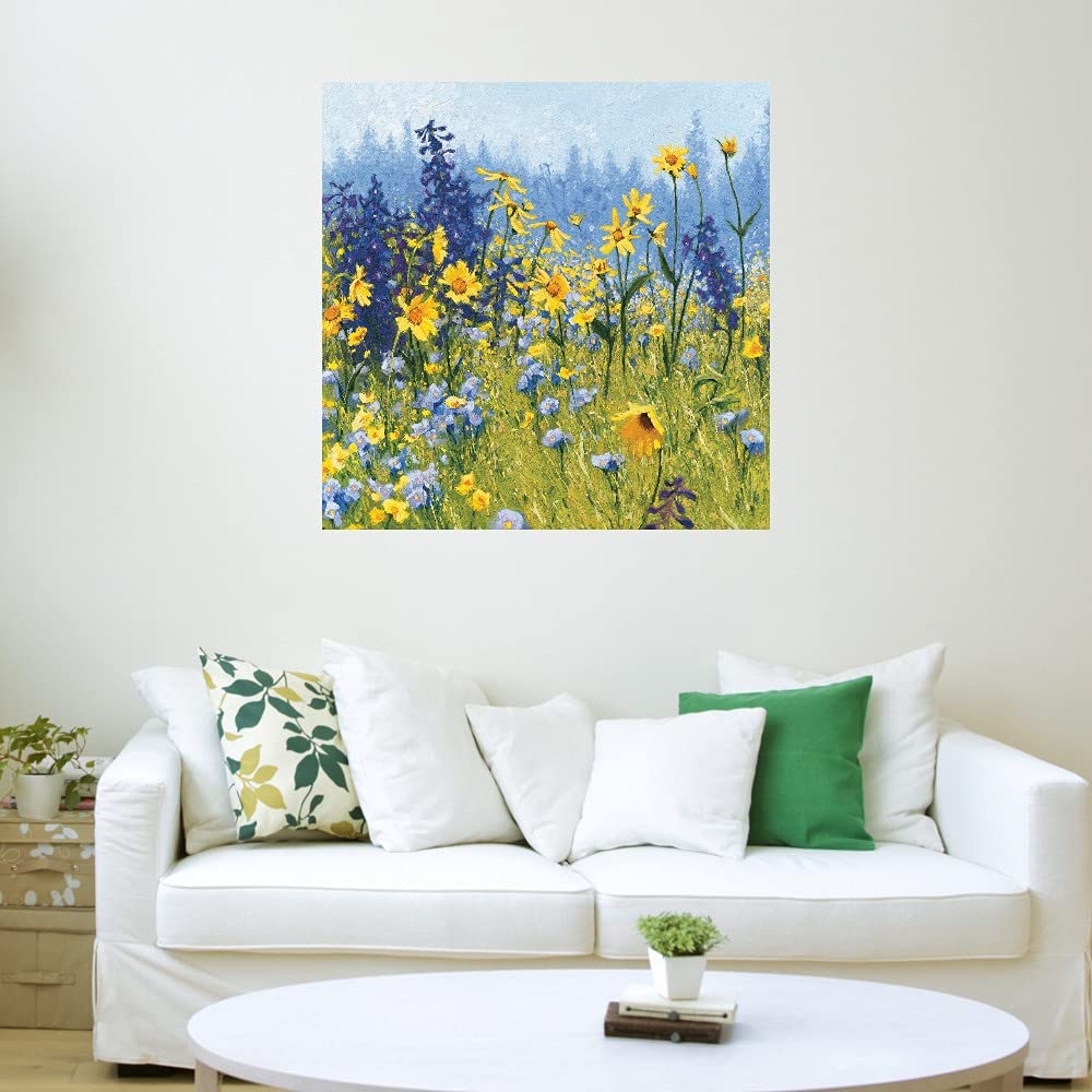 Botanical Wall Art Canvas - 32x32 Inch Plant Decor for Bathroom & Bedroom | Joyful in July III by Shirley Novak | Nature-Inspired Home Decor for Spa, Living Room & Office