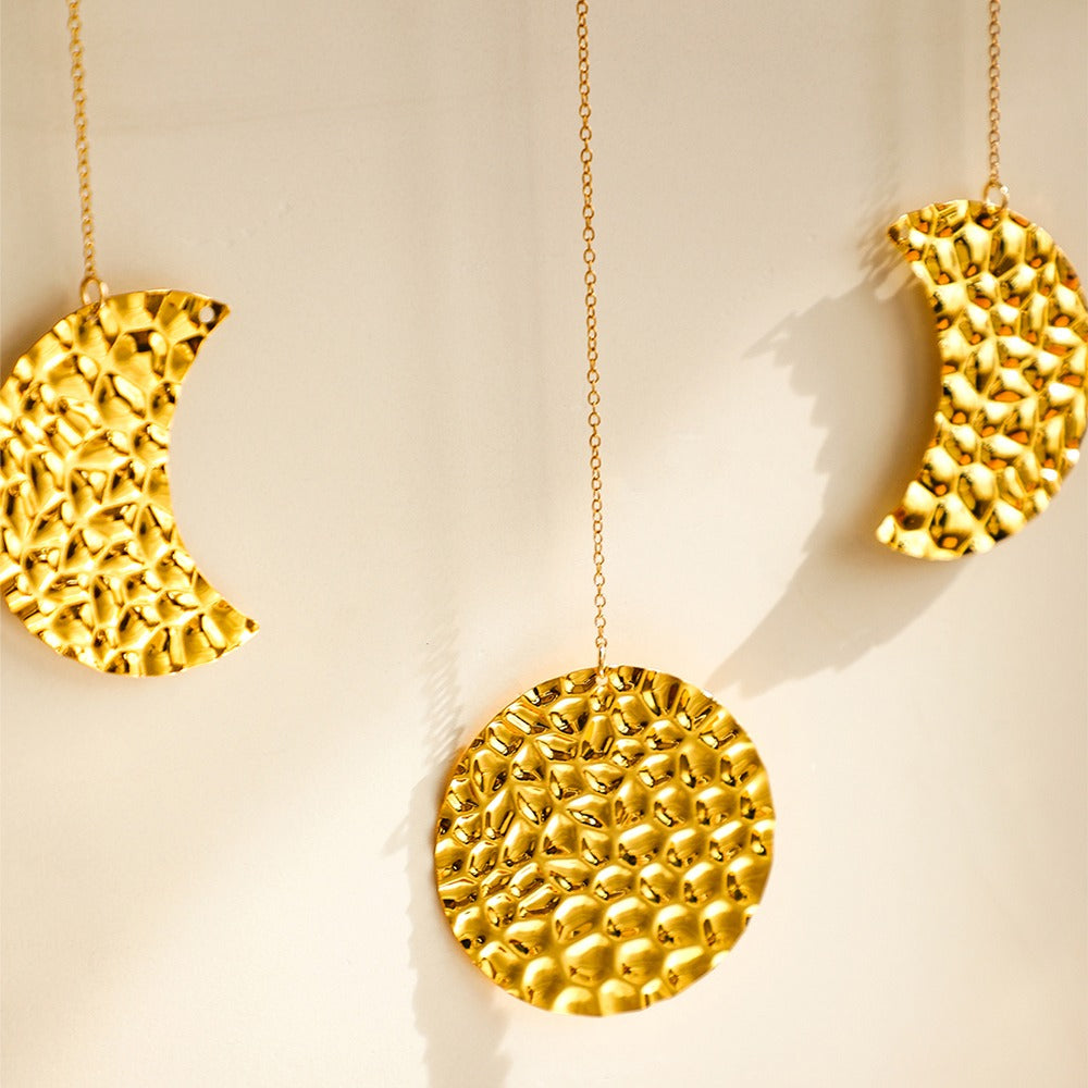 Handmade Forged Gold Moon Phases Wall Art Decor - Elegant Celestial Home Decor for Living Room, Bedroom & Office