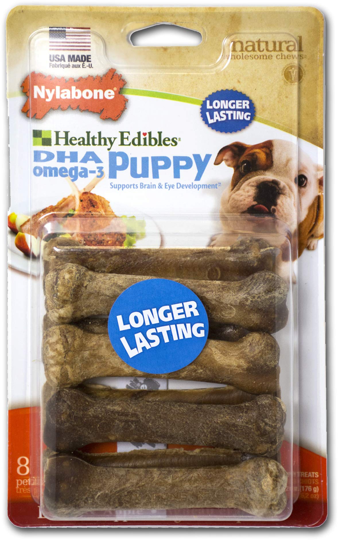 Nylabone Healthy Edibles Puppy Chew Treats - Natural Dog Bones for Teething, Training & Dental Care - Perfect for Small & Medium Breed Puppies