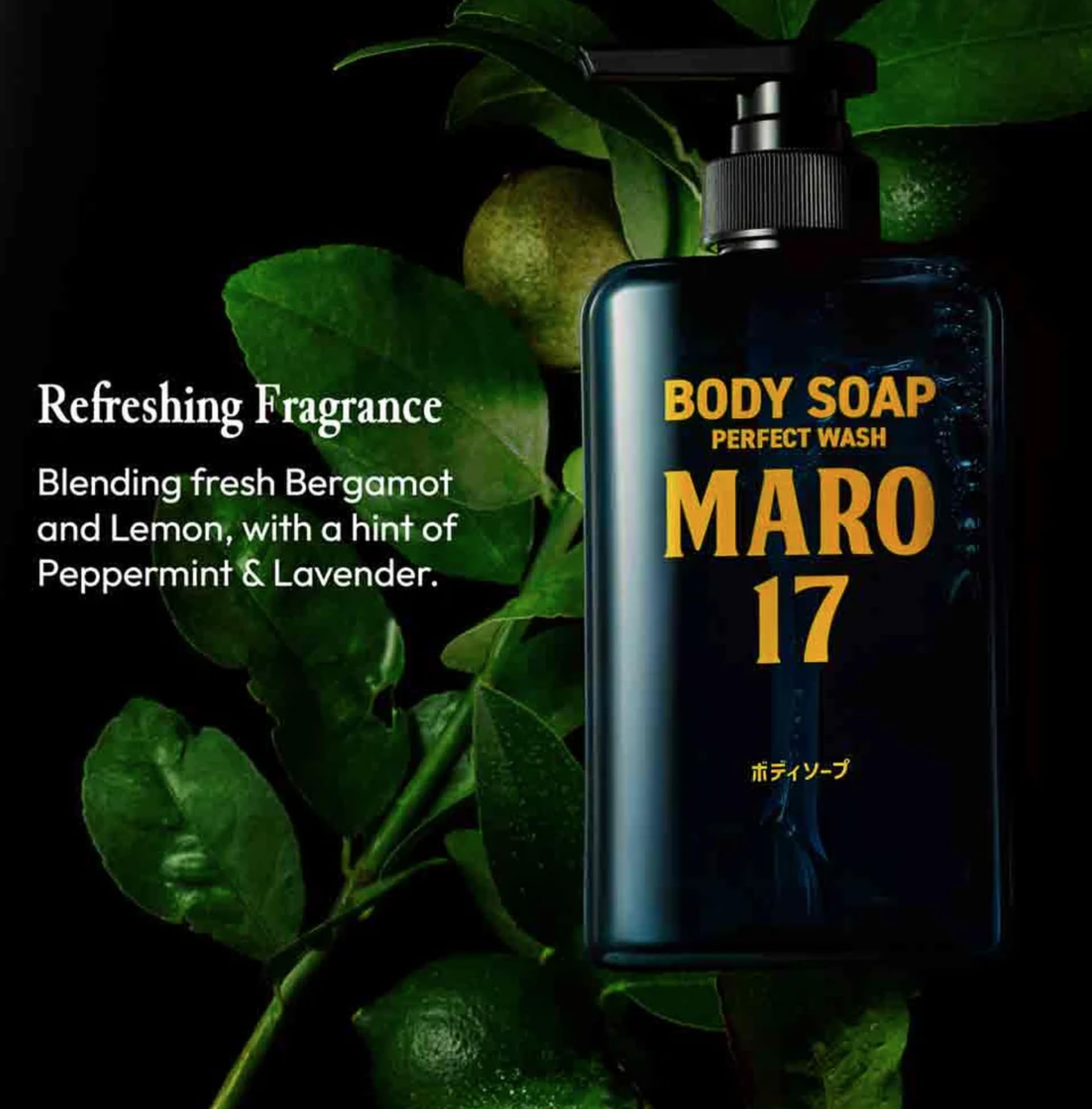 MARO17 Body Soap Perfect Wash - Men's Hydrating Shower Gel with Hyaluronic Acid & Collagen | Sulfate-Free, Moisturizing Body Wash | Bergamot Scented | Ideal for Daily Shower & Gym Recovery | Perfect Gift for Men