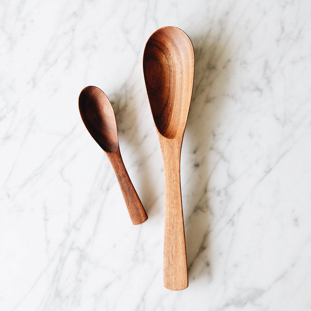 Premium Acacia Wooden Oval Spoon Set - 4-Piece Kitchen Utensils for Cooking, Serving & Mixing - Ideal for Salad, Soup, Desserts & Home Decor