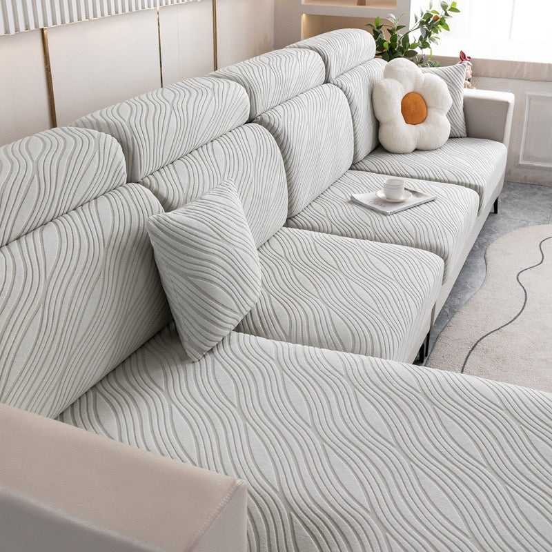 WaveLuxe Ripple Stretch Sofa Cover - Anti-Scratch Pet Proof Furniture Protector, Universal Fit for Couches & Sectionals, Perfect for Homes with Cats & Dogs