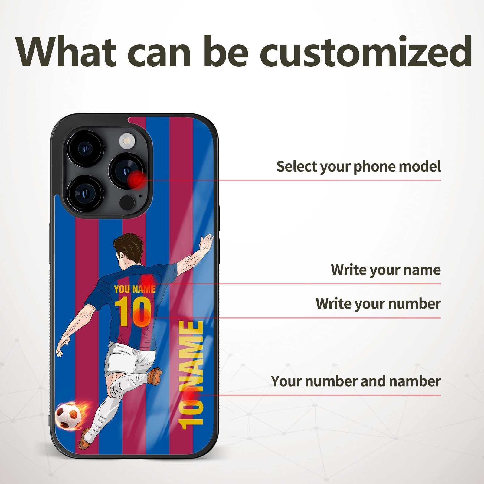 Custom Soccer Jersey Design Phone Cases for iPhone 7/8/11/12/13/14/15/16 Pro Max/Plus/Mini/XR/XS/SE & Samsung Galaxy A03/A13/A53/A73/S21/S22/S23/S24/S25/Note/Z Flip & Pixel 6/7 - Barcelona FC Team Style - Perfect for Fans, Gifts & Game Day Support