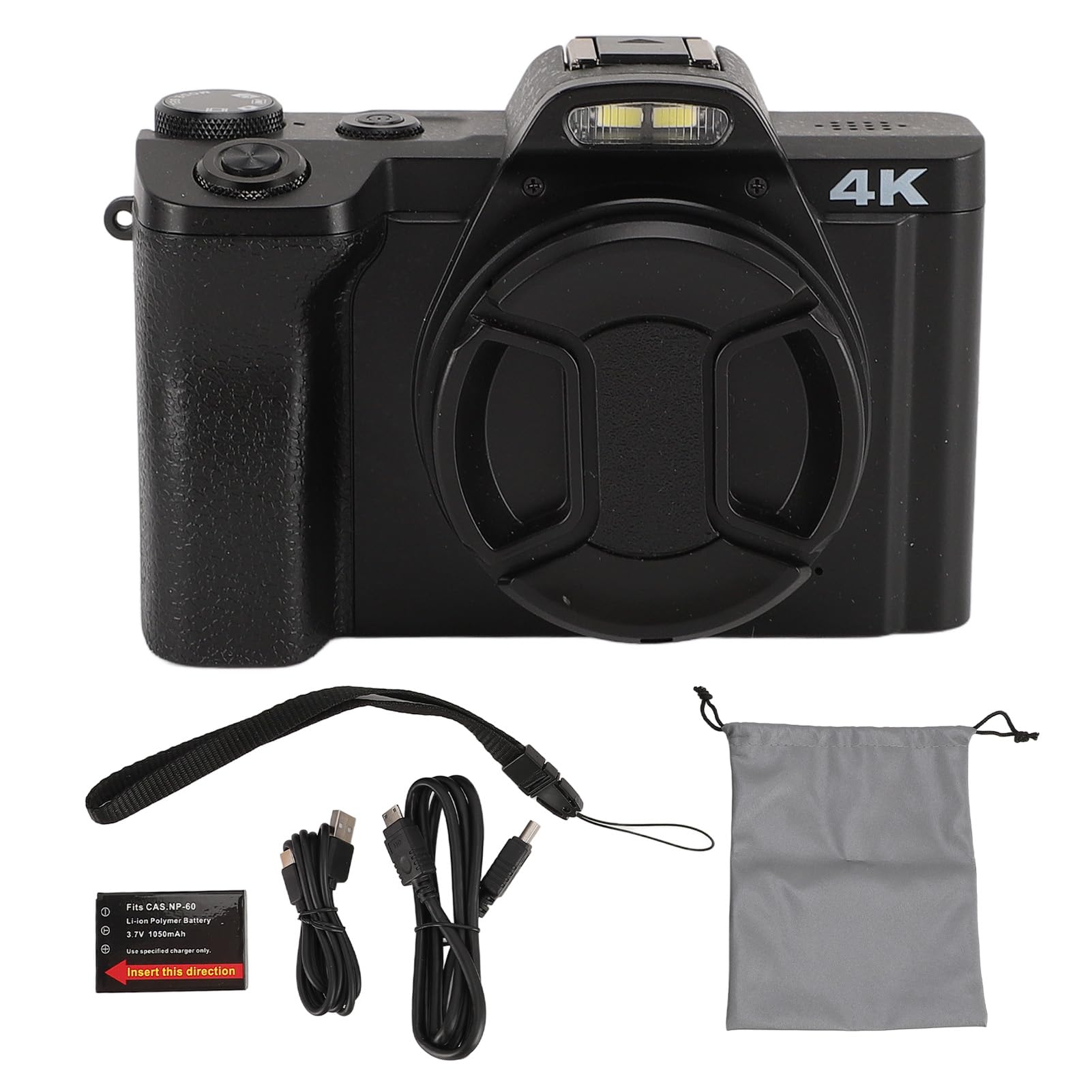 4K 48MP Vlogging Camera with 16X Digital Zoom & 270° Rotatable 3.5