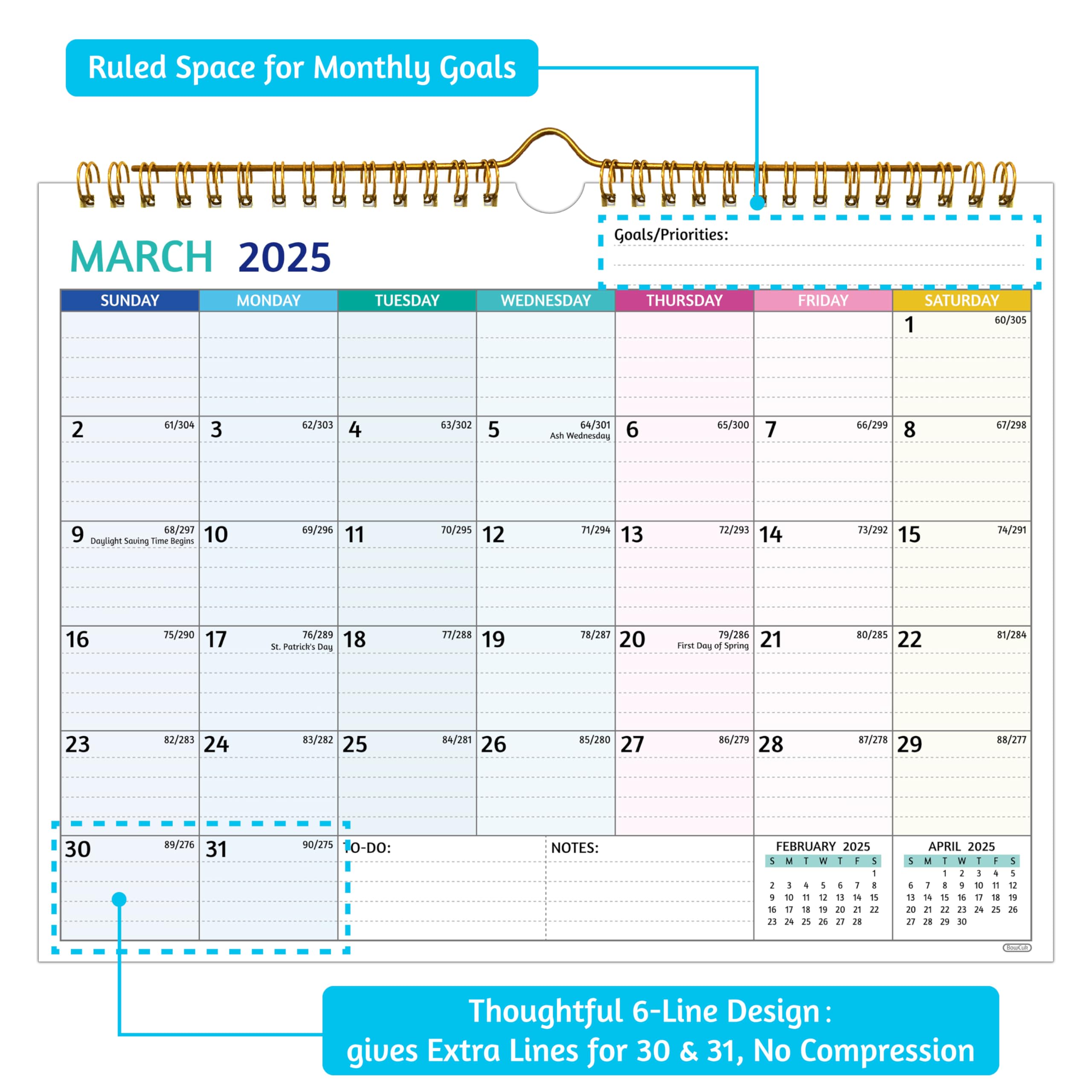 2025-2027 Wall Calendar | 24-Month Planner from March 2025 to February 2027 | 11