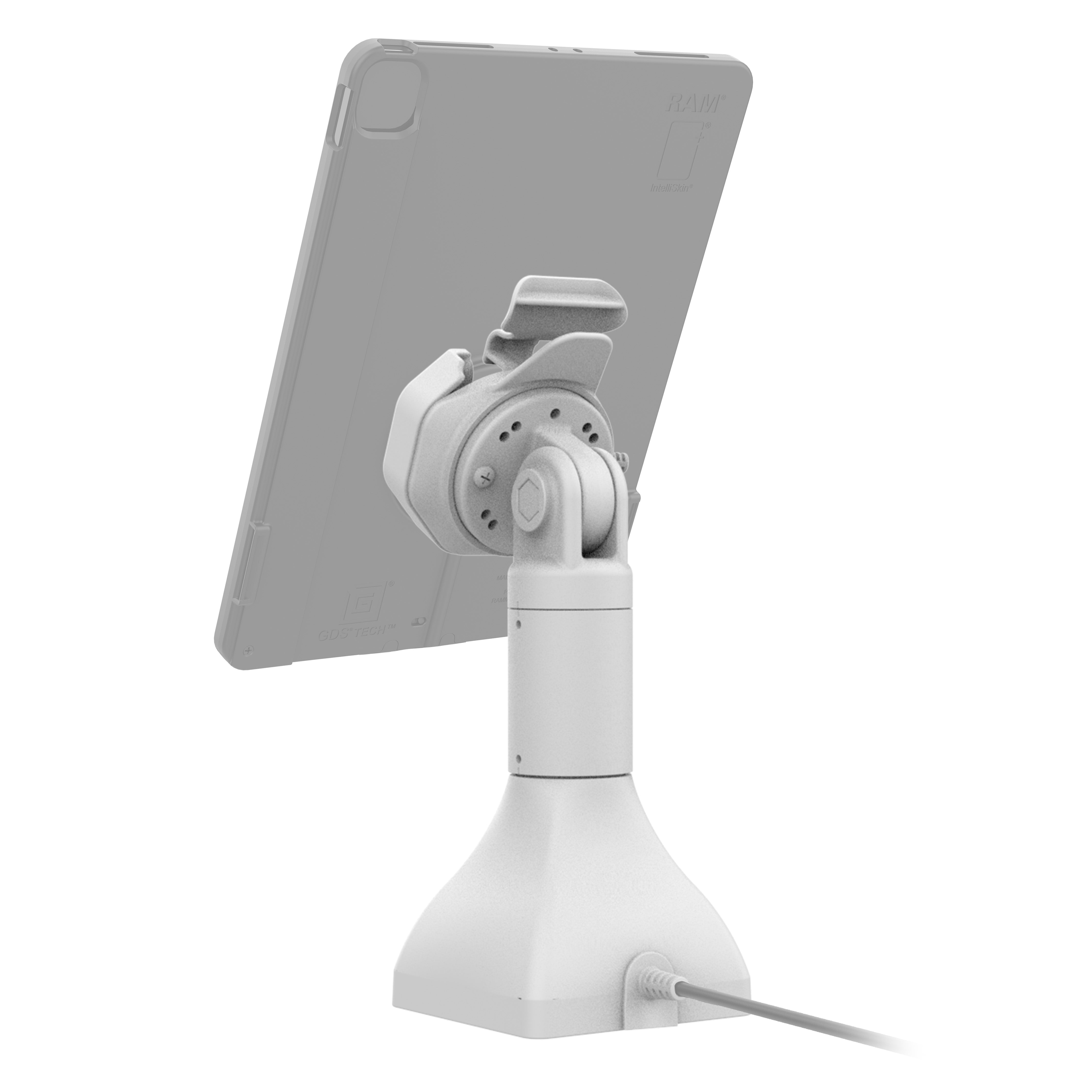 GDS® Uni Conn™ Powered 7 Pedestal Dock with PoE - Gray Ethernet Docking Station for Office & Home Workspace (RAM GDS DOCK D11 7 U3E GRY) - Perfect for Multi-Device Charging & Network Connectivity