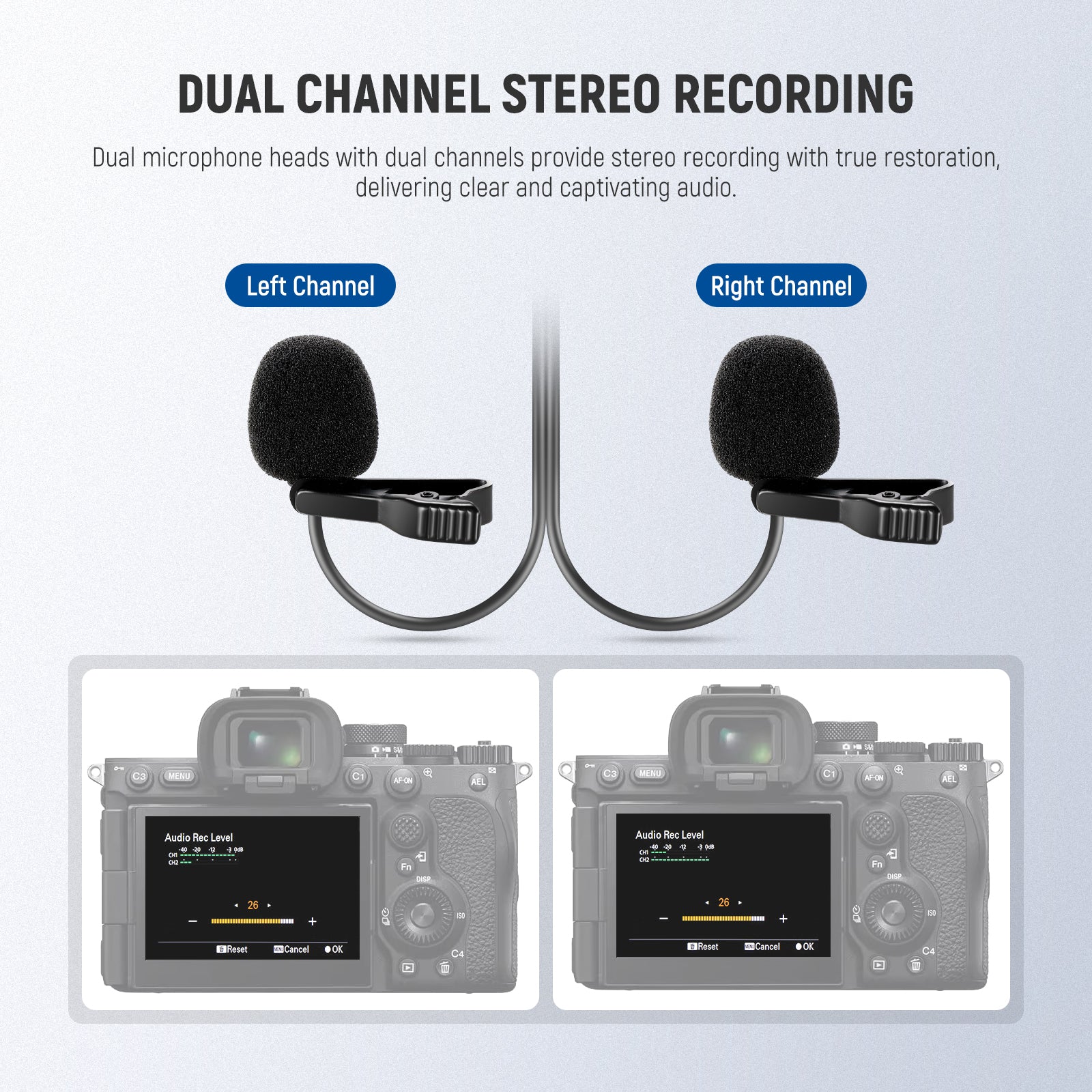 NEEWER LM3 Wired Dual Lavalier Microphones with 13ft 3.5mm TRS Extension Cable for Podcasting, Interviews, YouTube Videos & Live Streaming - Professional Clip-on Lapel Mic Set