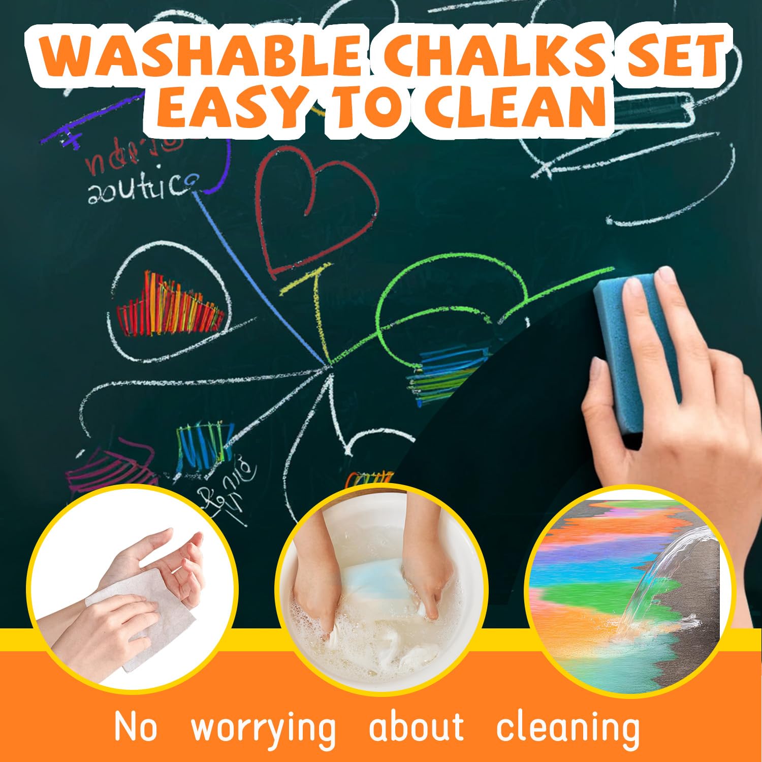VEESA Jumbo Sidewalk Chalk Set - 52 Pieces in 10 Vibrant Colors (4” x 1”) | Washable Non-Toxic Driveway Chalk for Kids & Adults | Perfect for Chalkboards, Blackboards, Outdoor Playgrounds & Creative Sidewalk Art