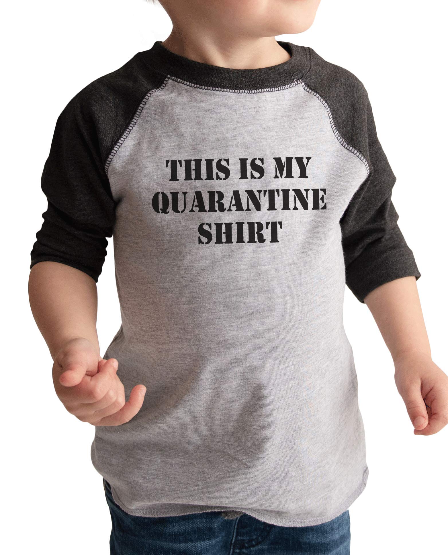 7 Ate 9 Apparel Kids 'This Is My Quarantine Shirt' - Comfortable Grey T-Shirt for Boys & Girls | Perfect for Home, Online School & Virtual Playdates