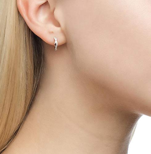 11mm Gold Pave Diamond Twist Hoop Earrings - Clip-On Huggie Hoops for Women | Everyday Jewelry & Special Occasion Gift | Perfect for Parties, Weddings & Date Nights