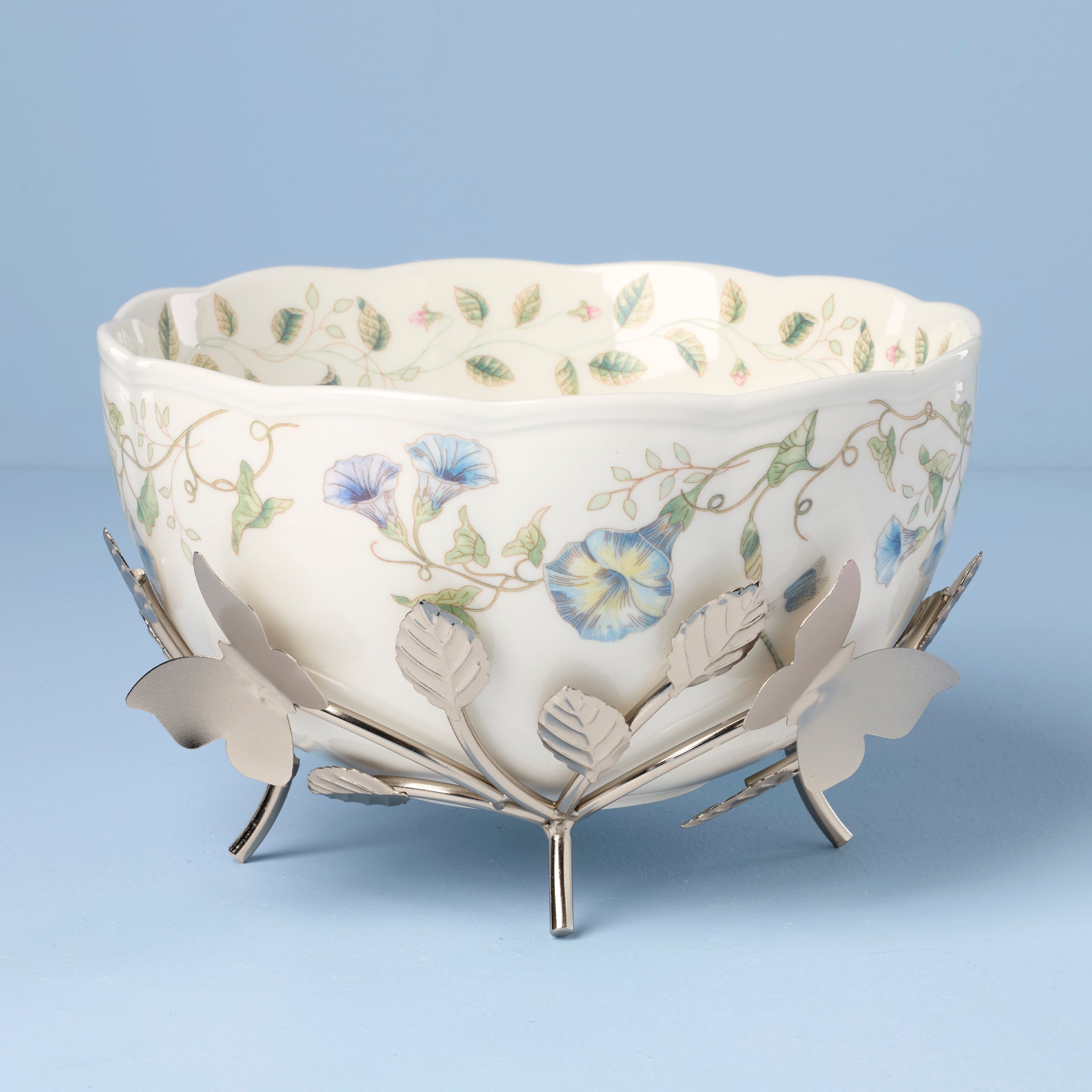 Butterfly Meadow 25th Anniversary Decorative Bowl with Stand - Elegant Home Decor for Dining Table Centerpiece, Gift Idea & Anniversary Celebration