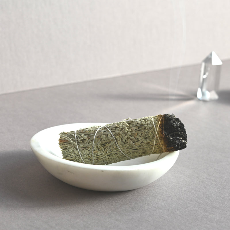 White Marble Smudge Dish for Essential Oils - Aromatherapy & Yoga Meditation Accessory - Perfect for Home, Spa, and Office Decor