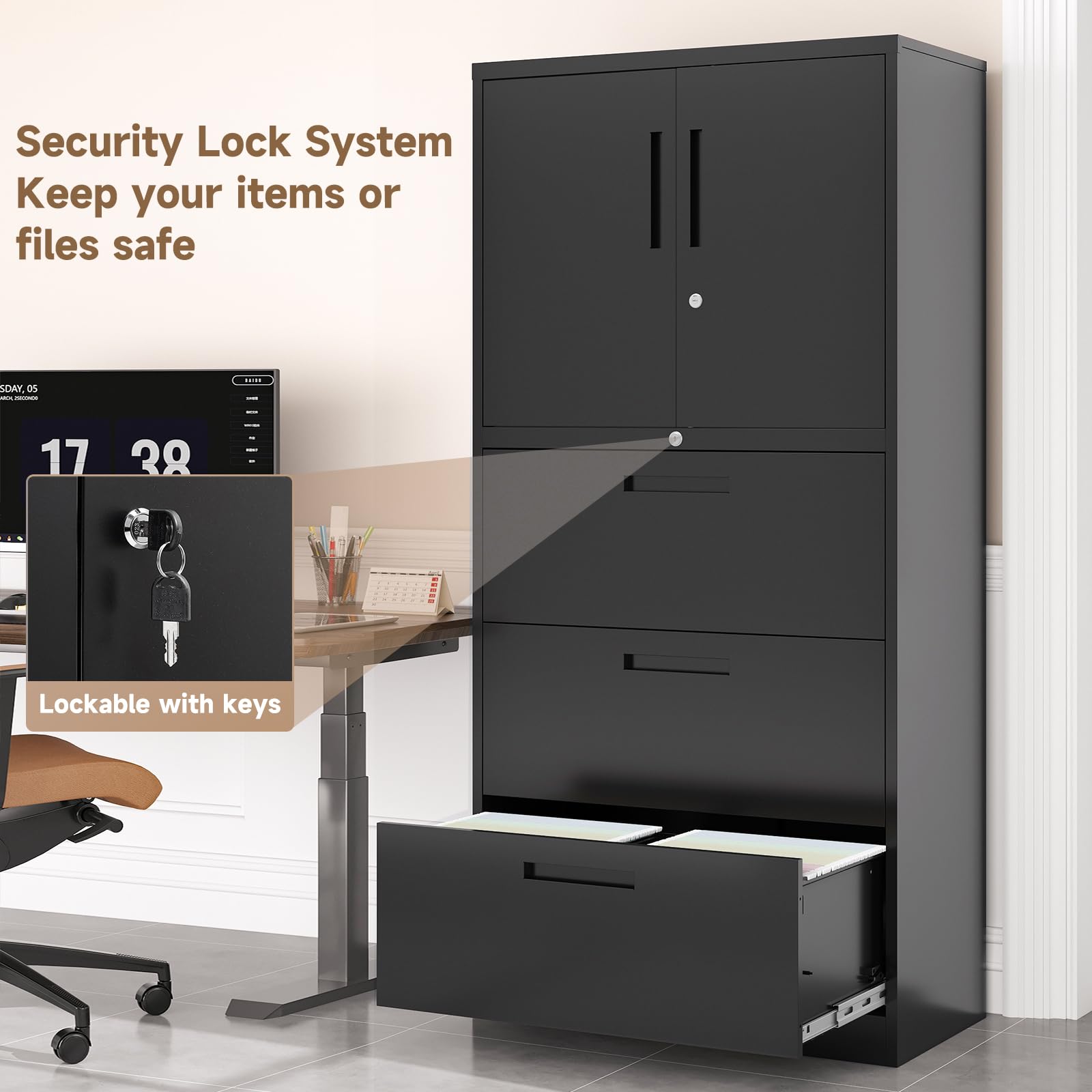 Metal File Cabinet with 3 Drawers - 65