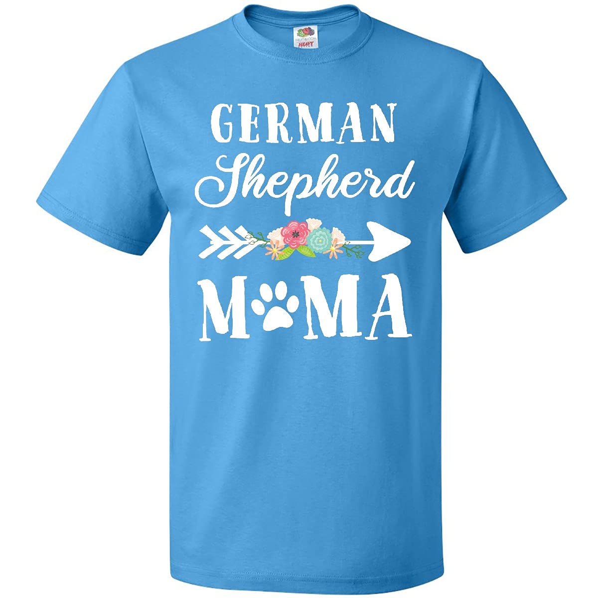 Inktastic German Shepherd Mama with Arrow and Flowers Graphic T-Shirt - Comfortable Cotton Tee for Dog Lovers, Perfect for Casual Wear, Mother's Day Gifts & Pet Owner Apparel