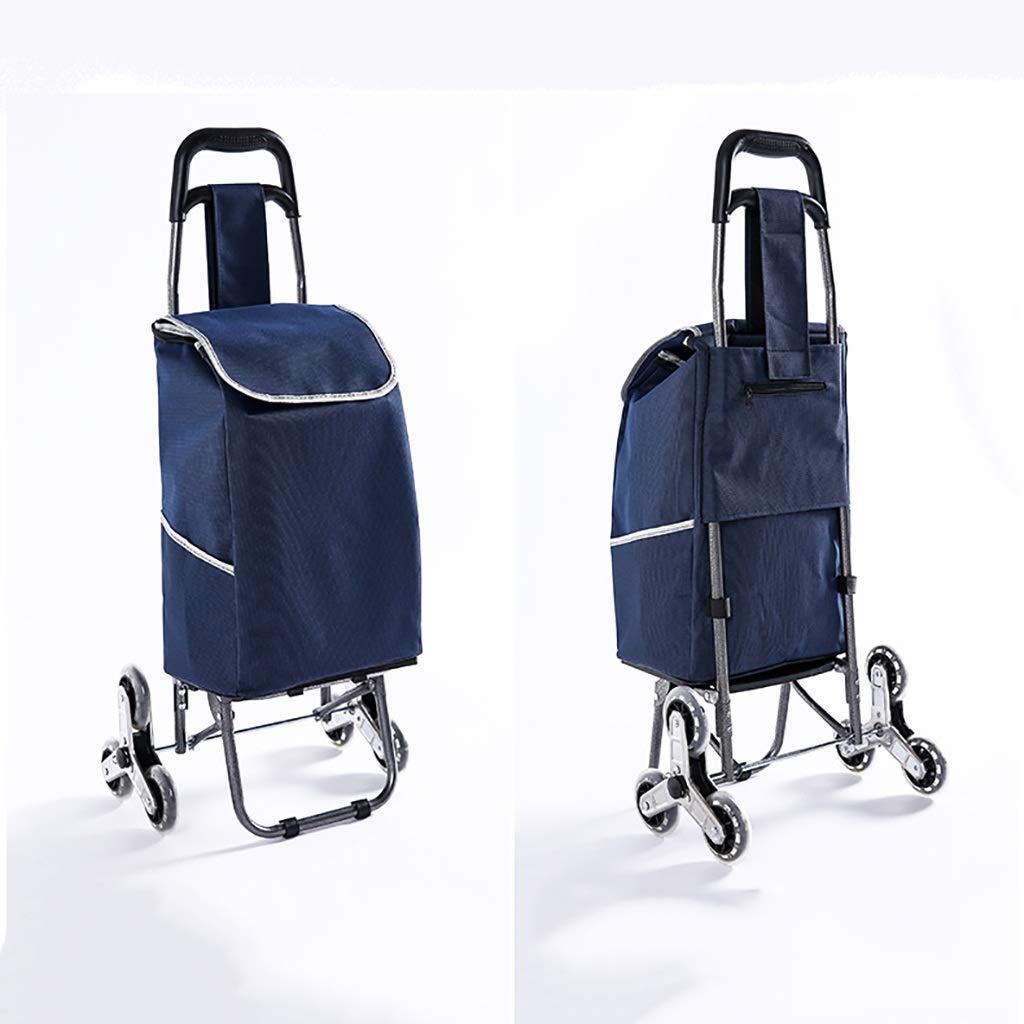 Heavy Duty Collapsible Folding Wagon Cart - 6-Wheel Foldable Shopping Trolley with Ladder & Waterproof Cover - 50kg Capacity for Groceries, Beach, Camping & Outdoor Activities
